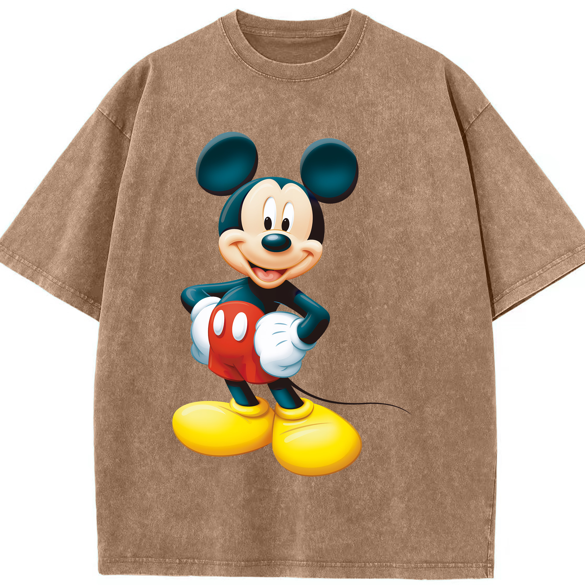 （画像用） ミッキーマウス Mickey Mouse 綿100% ヴィンテージ風 半袖Tシャツ（フロントプリント）
