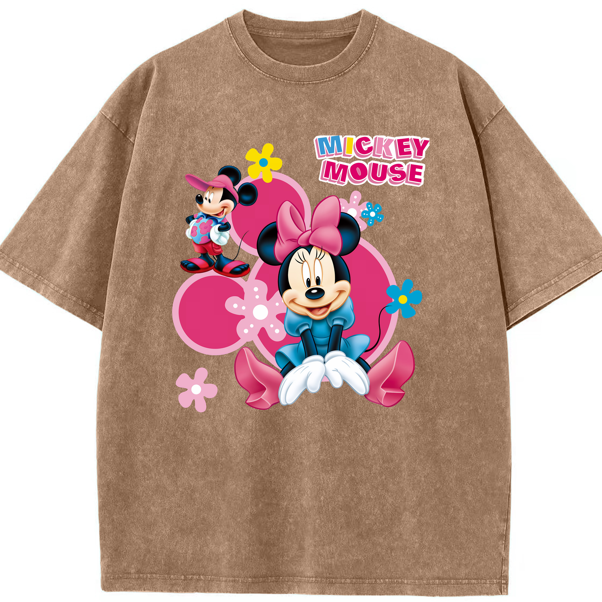 （画像用） ミッキーマウス Mickey Mouse 綿100% ヴィンテージ風 半袖Tシャツ（フロントプリント）