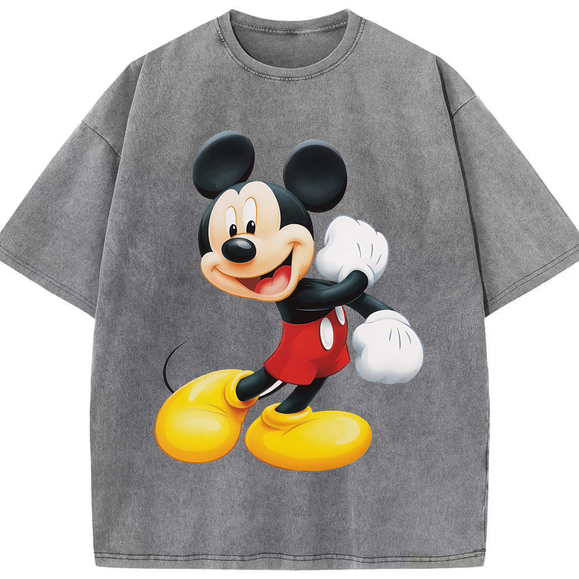 （画像用） ミッキーマウス Mickey Mouse 綿100% ヴィンテージ風 半袖Tシャツ（フロントプリント）
