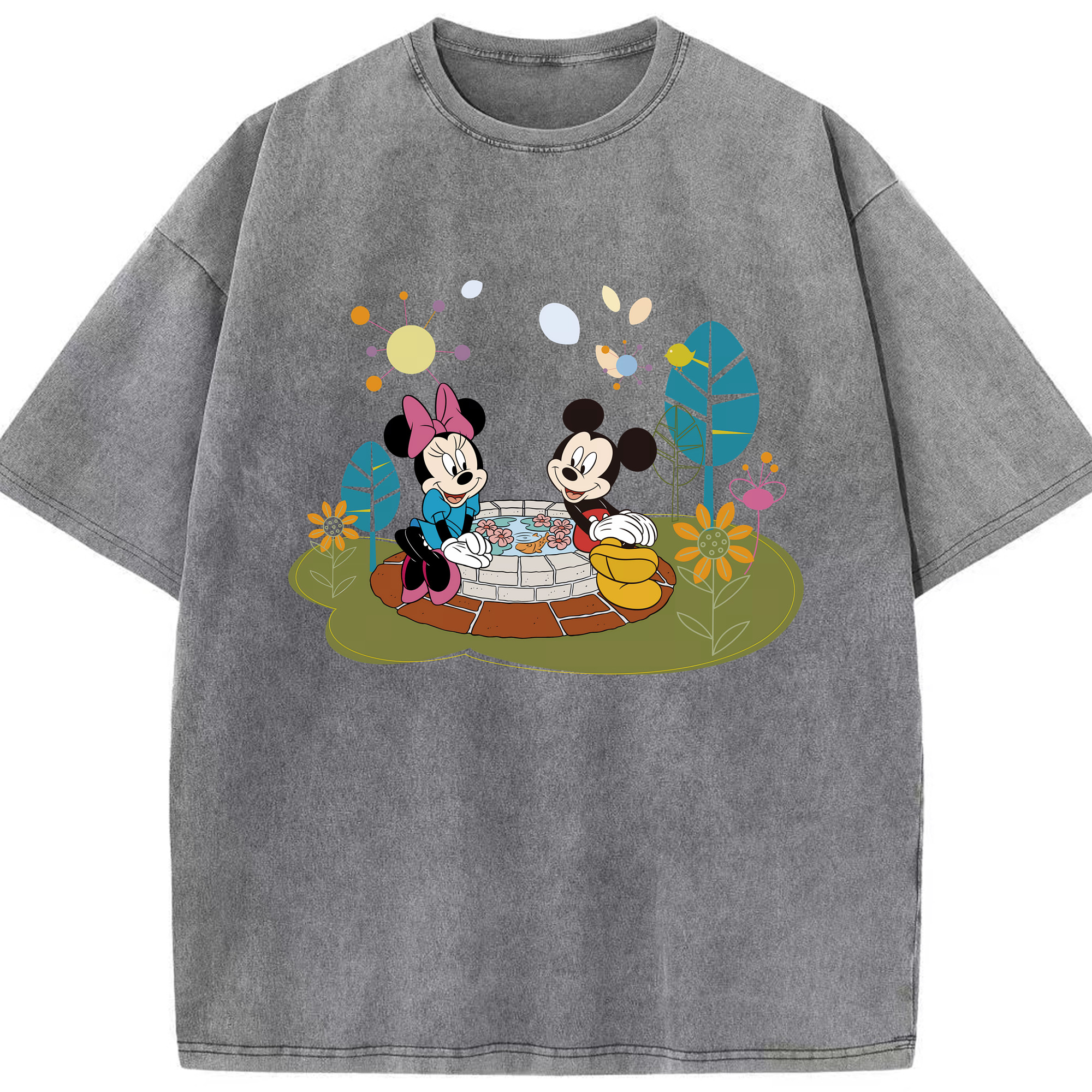 （画像用） ミッキーマウス Mickey Mouse 綿100% ヴィンテージ風 半袖Tシャツ（フロントプリント）