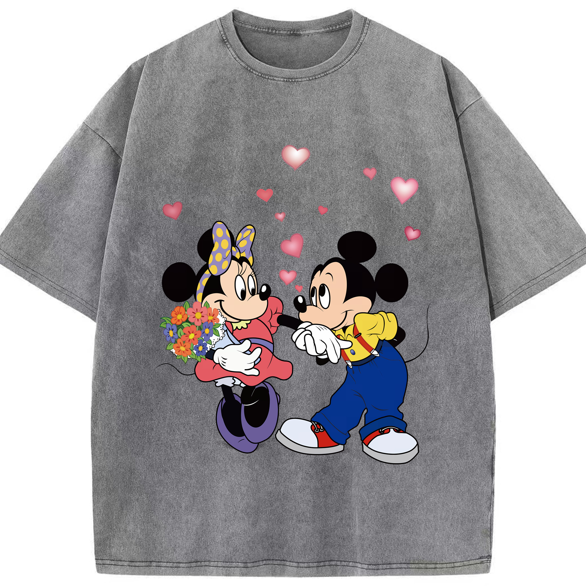 （画像用） ミッキーマウス Mickey Mouse 綿100% ヴィンテージ風 半袖Tシャツ（フロントプリント）