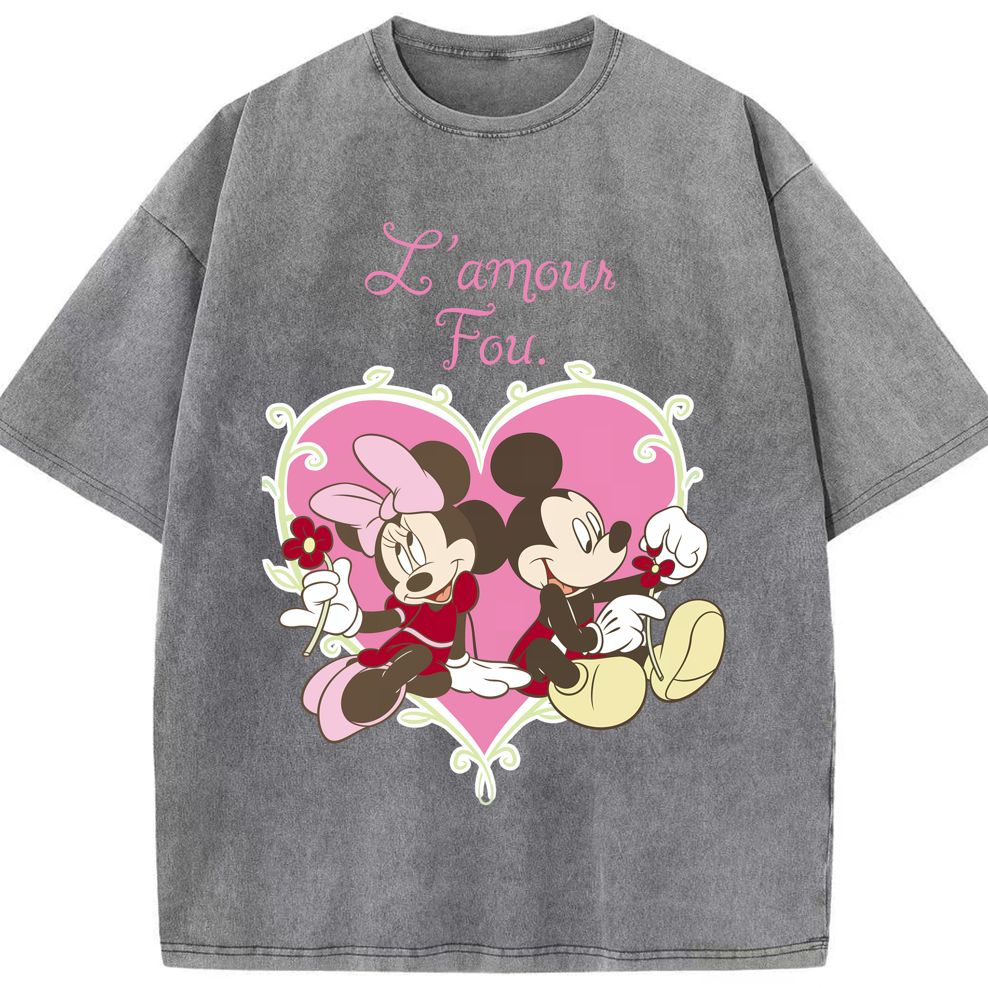 （画像用） ミッキーマウス Mickey Mouse 綿100% ヴィンテージ風 半袖Tシャツ（フロントプリント）