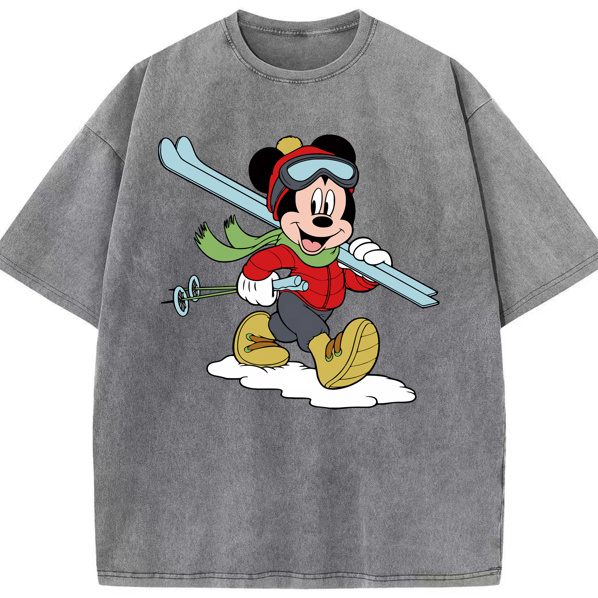 （画像用） ミッキーマウス Mickey Mouse 綿100% ヴィンテージ風 半袖Tシャツ（フロントプリント）