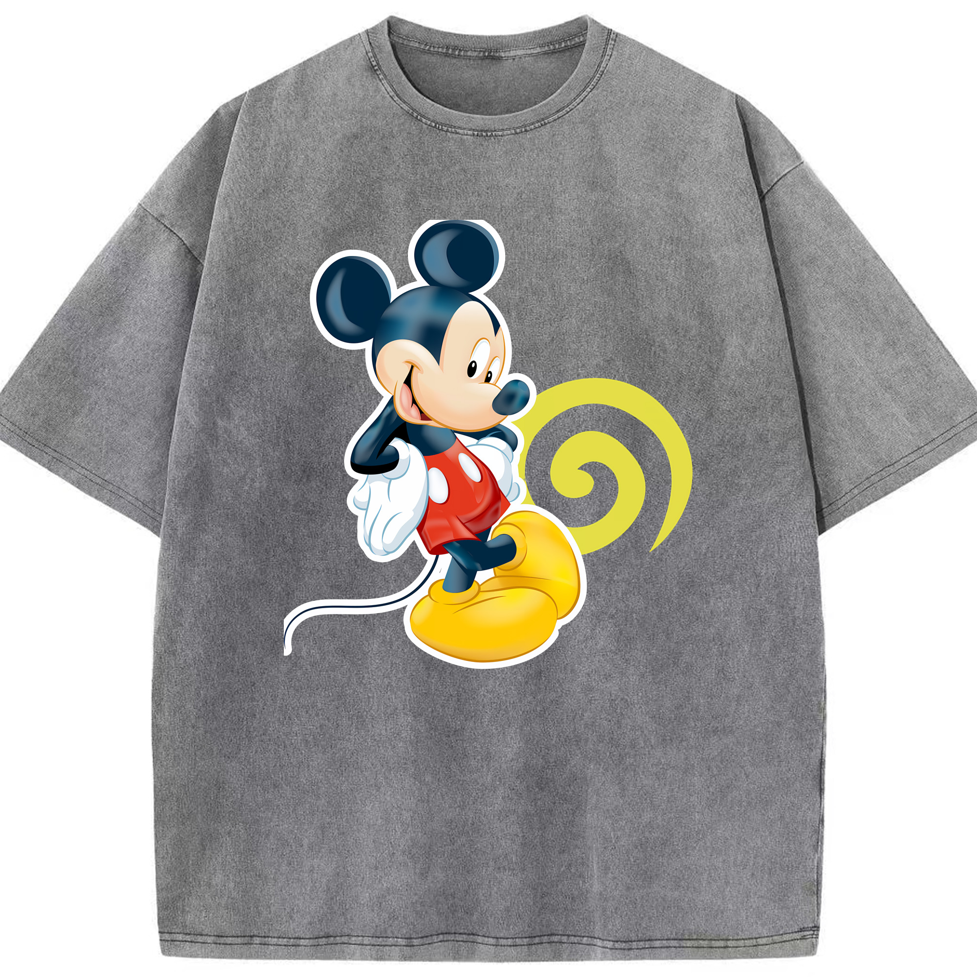 （画像用） ミッキーマウス Mickey Mouse 綿100% ヴィンテージ風 半袖Tシャツ（フロントプリント）