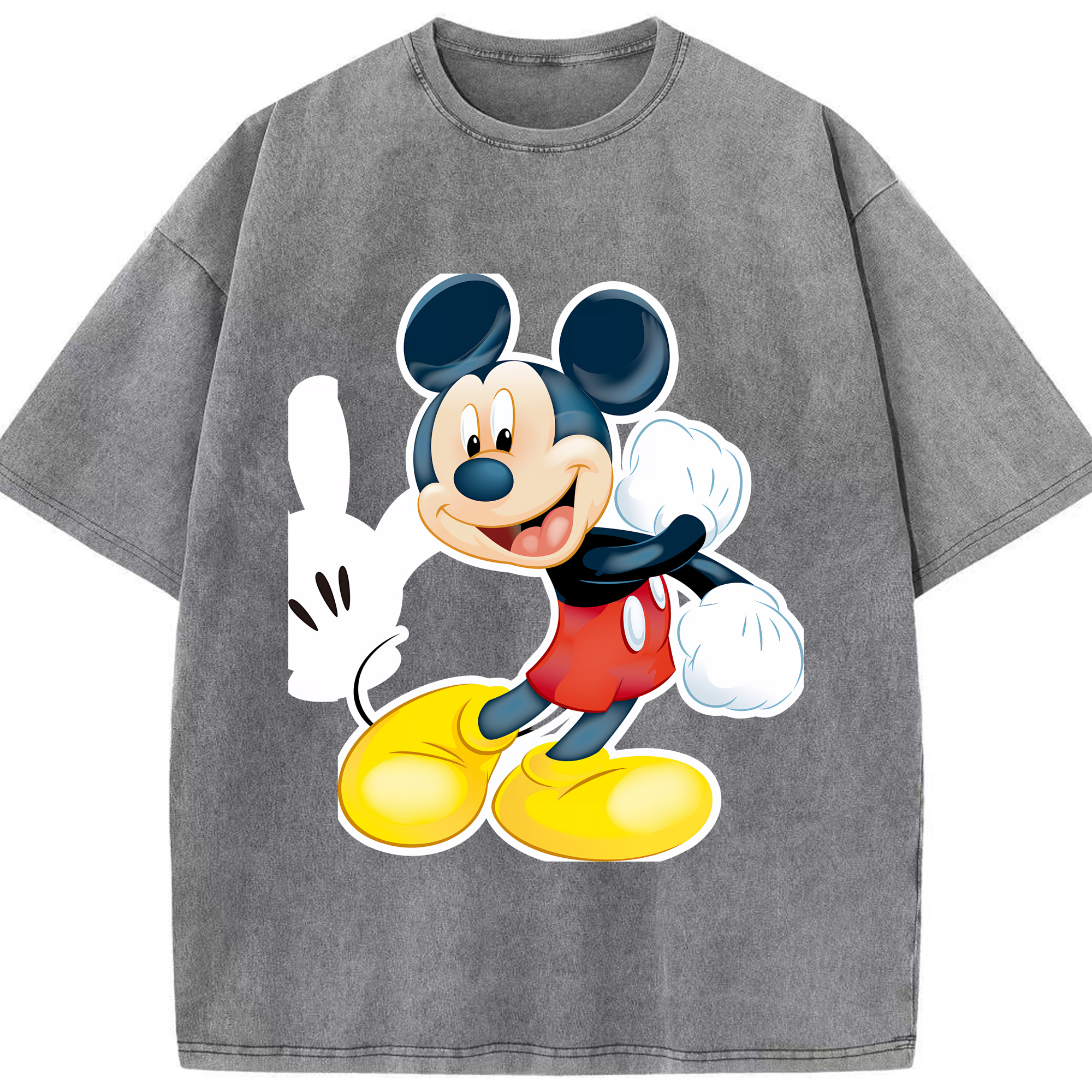 （画像用） ミッキーマウス Mickey Mouse 綿100% ヴィンテージ風 半袖Tシャツ（フロントプリント）