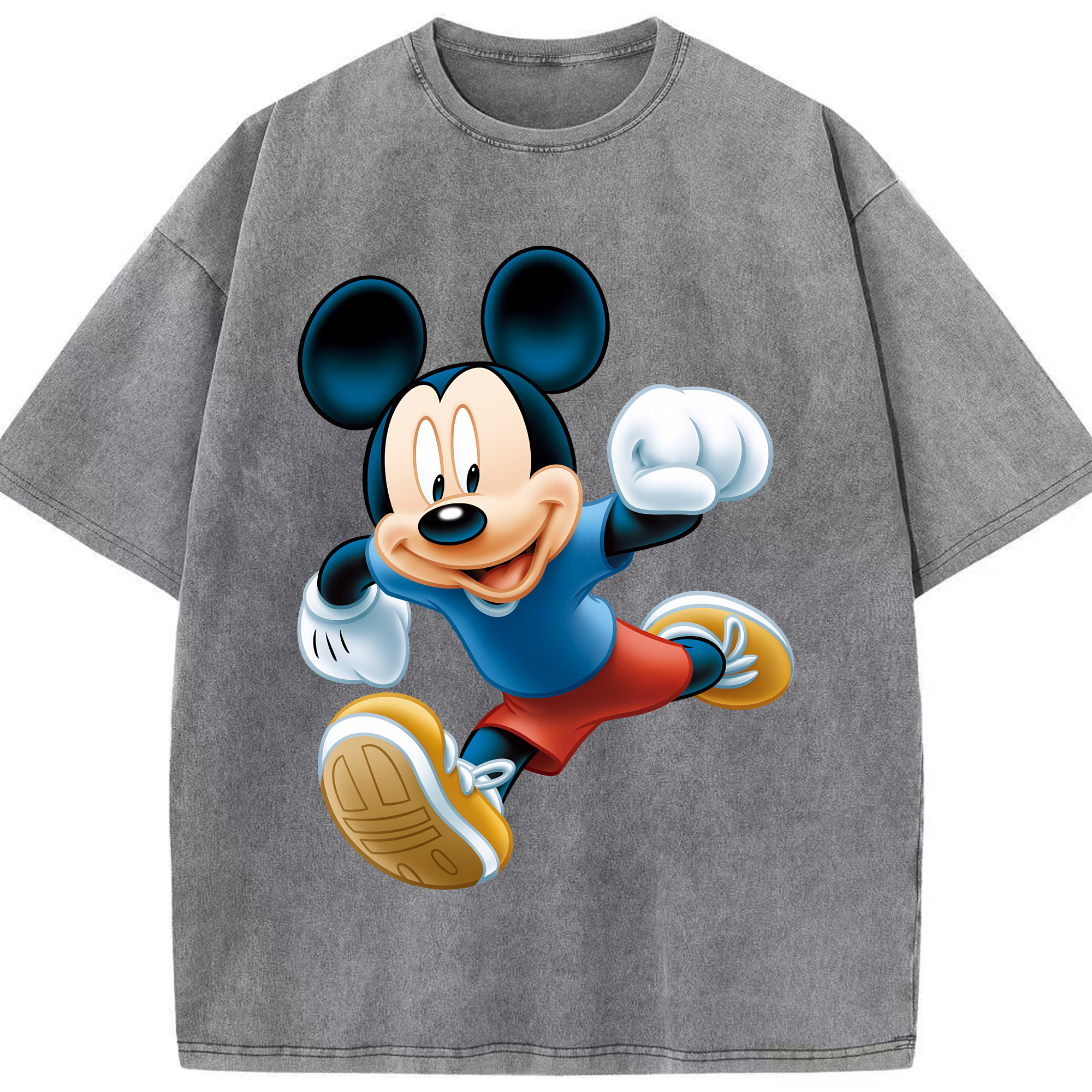 （画像用） ミッキーマウス Mickey Mouse 綿100% ヴィンテージ風 半袖Tシャツ（フロントプリント）