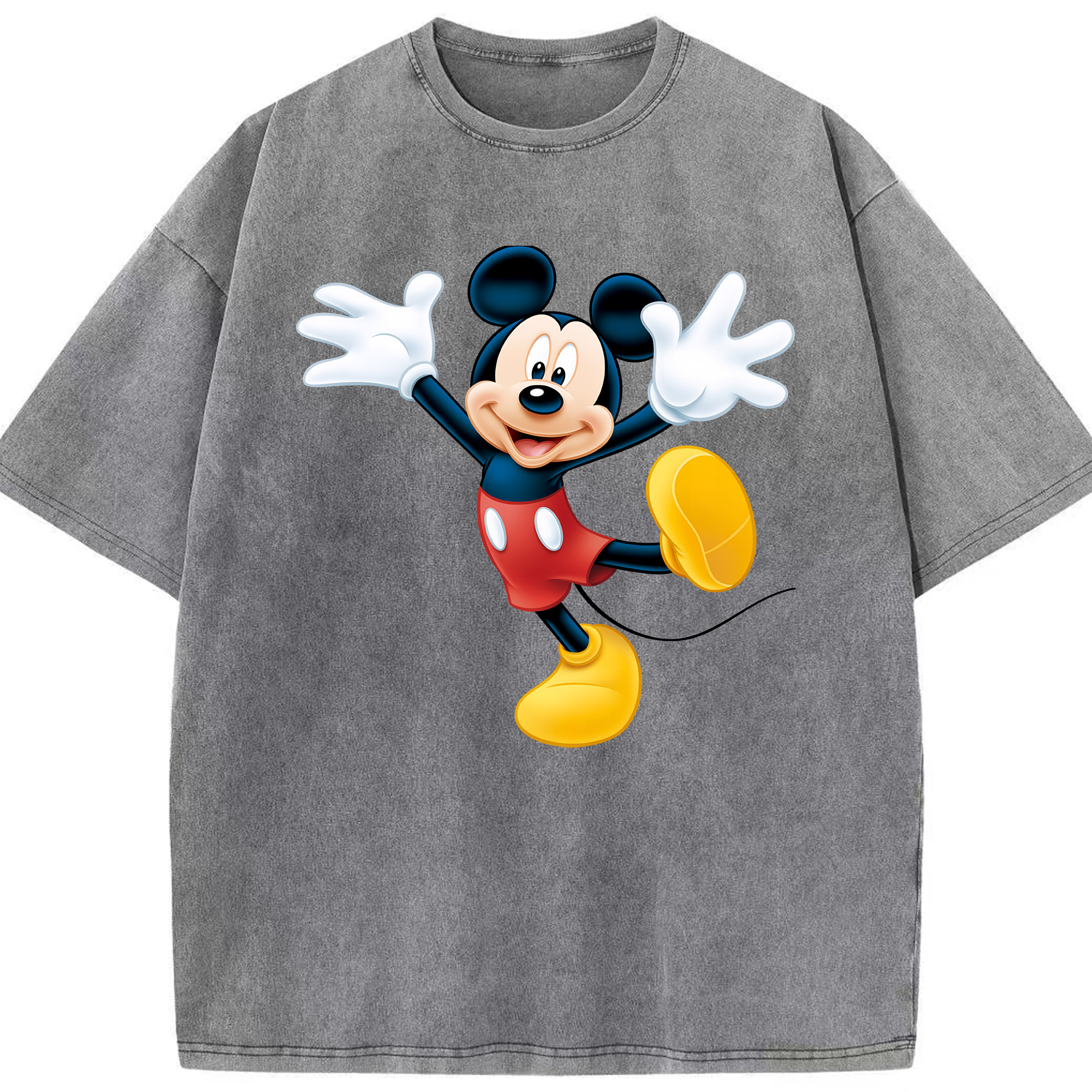 （画像用） ミッキーマウス Mickey Mouse 綿100% ヴィンテージ風 半袖Tシャツ（フロントプリント）