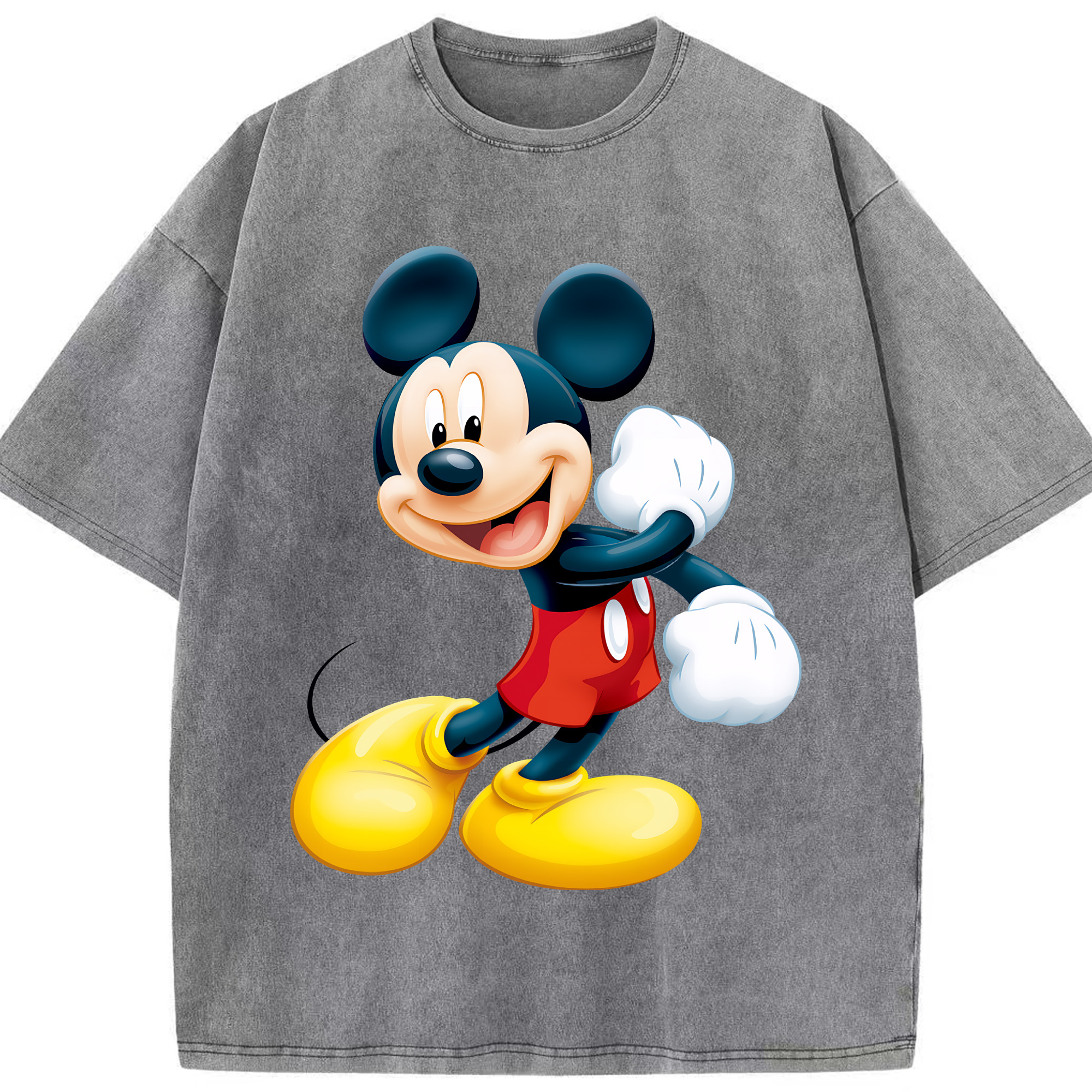 （画像用） ミッキーマウス Mickey Mouse 綿100% ヴィンテージ風 半袖Tシャツ（フロントプリント）
