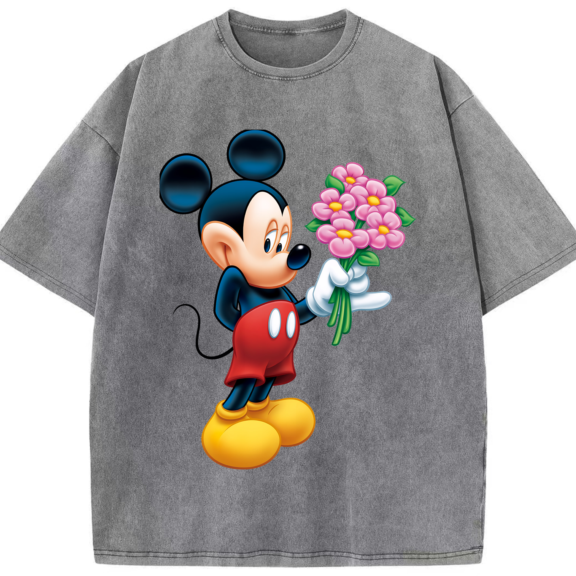 （画像用） ミッキーマウス Mickey Mouse 綿100% ヴィンテージ風 半袖Tシャツ（フロントプリント）