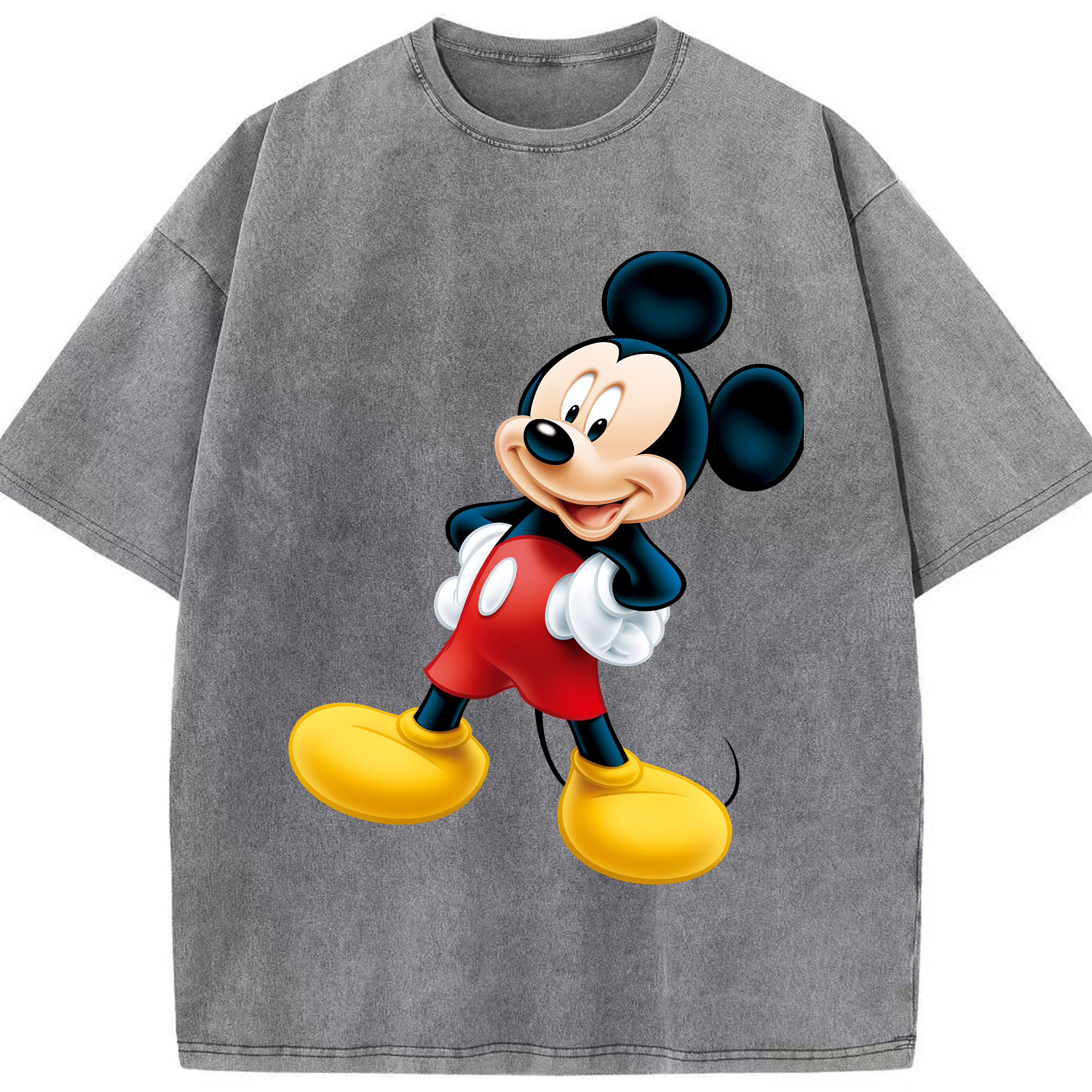 （画像用） ミッキーマウス Mickey Mouse 綿100% ヴィンテージ風 半袖Tシャツ（フロントプリント）