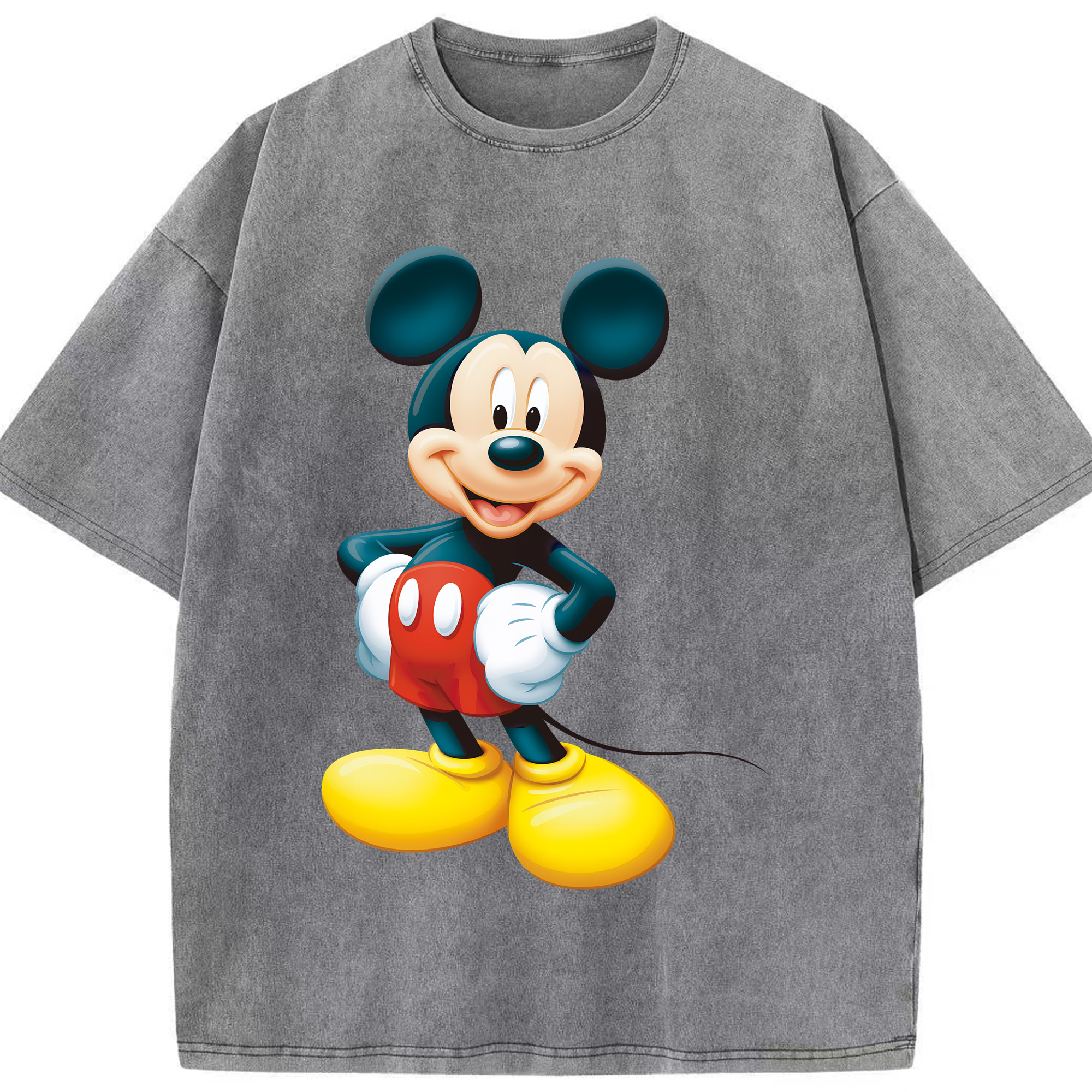 （画像用） ミッキーマウス Mickey Mouse 綿100% ヴィンテージ風 半袖Tシャツ（フロントプリント）