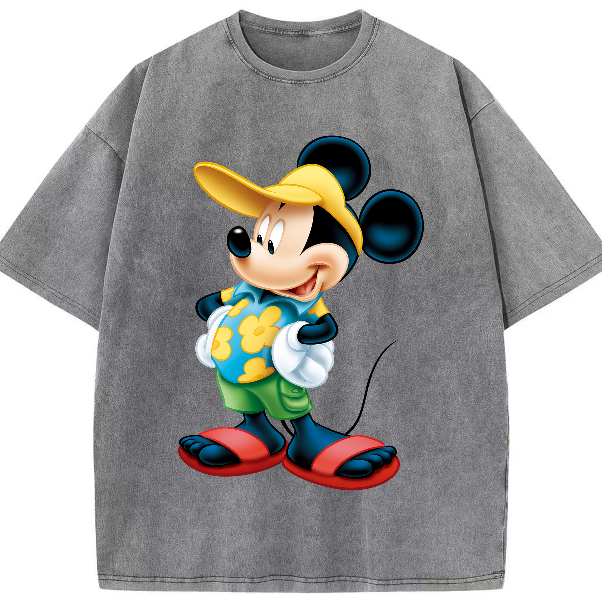 （画像用） ミッキーマウス Mickey Mouse 綿100% ヴィンテージ風 半袖Tシャツ（フロントプリント）