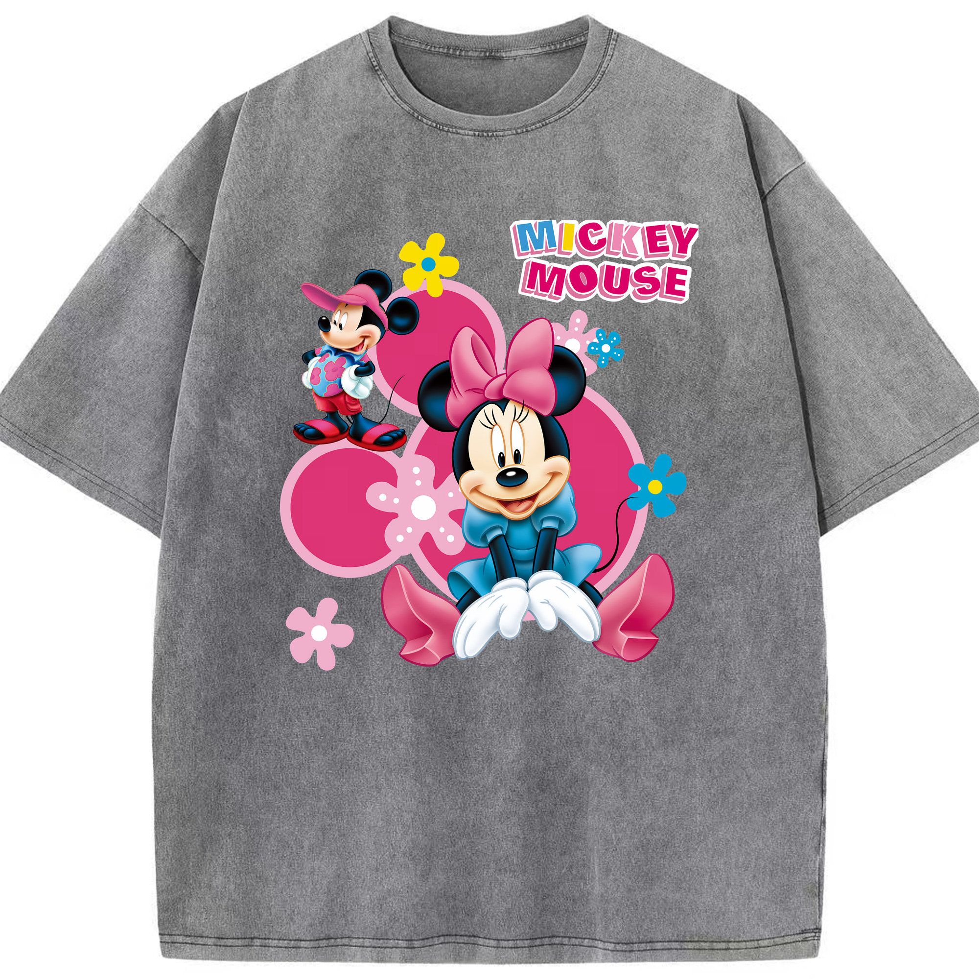 （画像用） ミッキーマウス Mickey Mouse 綿100% ヴィンテージ風 半袖Tシャツ（フロントプリント）