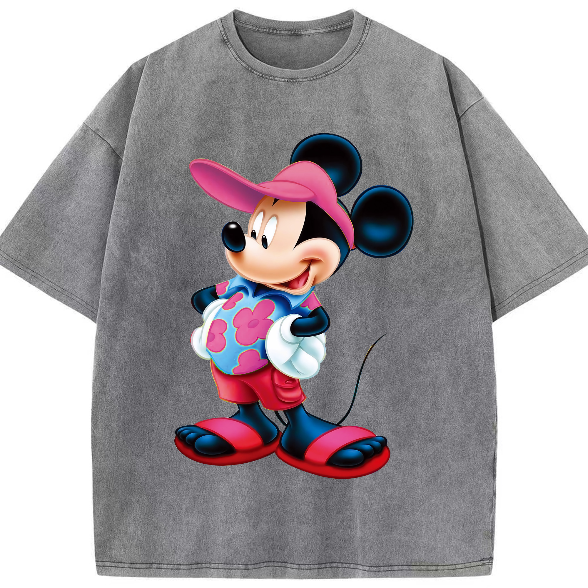 （画像用） ミッキーマウス Mickey Mouse 綿100% ヴィンテージ風 半袖Tシャツ（フロントプリント）