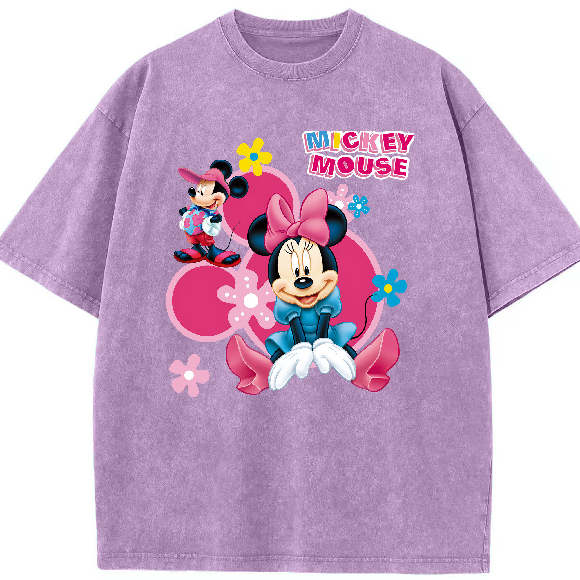 （画像用） ミッキーマウス Mickey Mouse 綿100% ヴィンテージ風 半袖Tシャツ（フロントプリント）