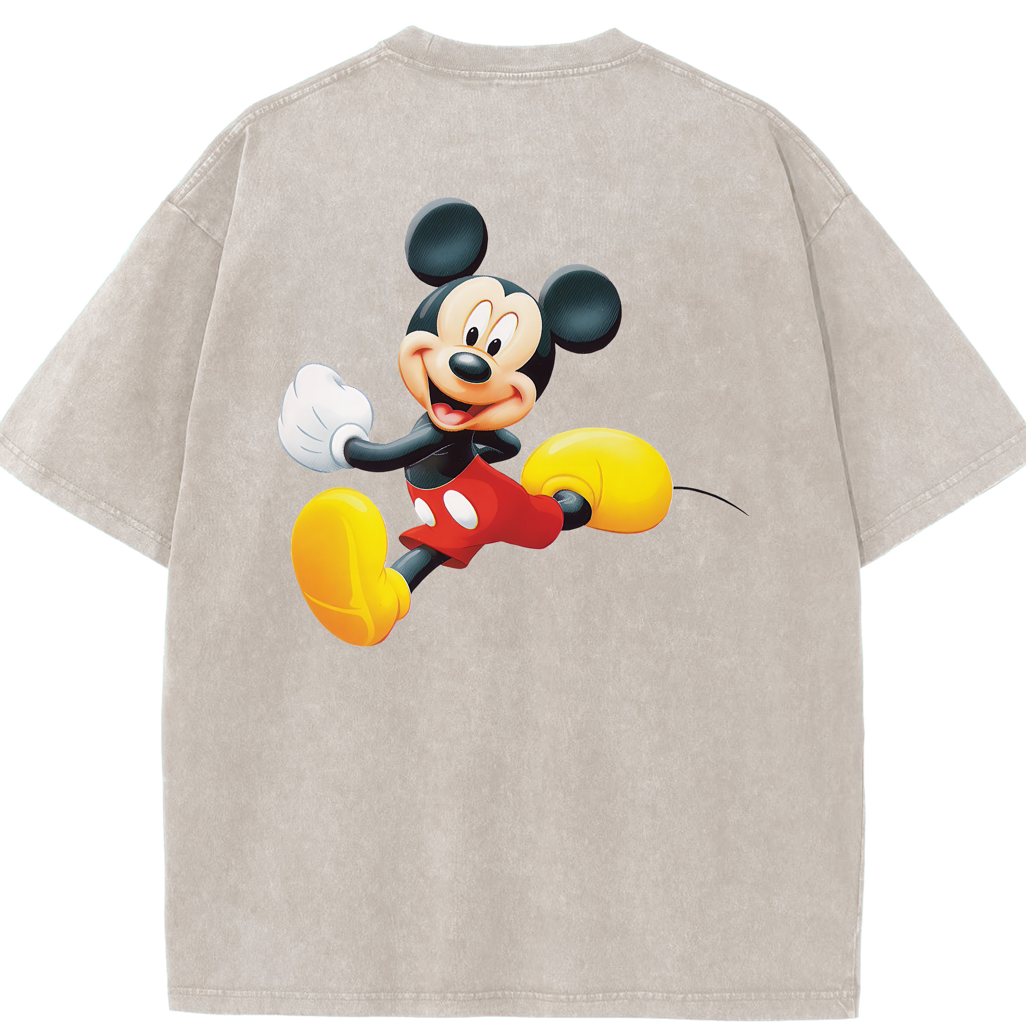 （画像用） ミッキーマウス Mickey Mouse 綿100% ヴィンテージ風 半袖Tシャツ（背面プリント）