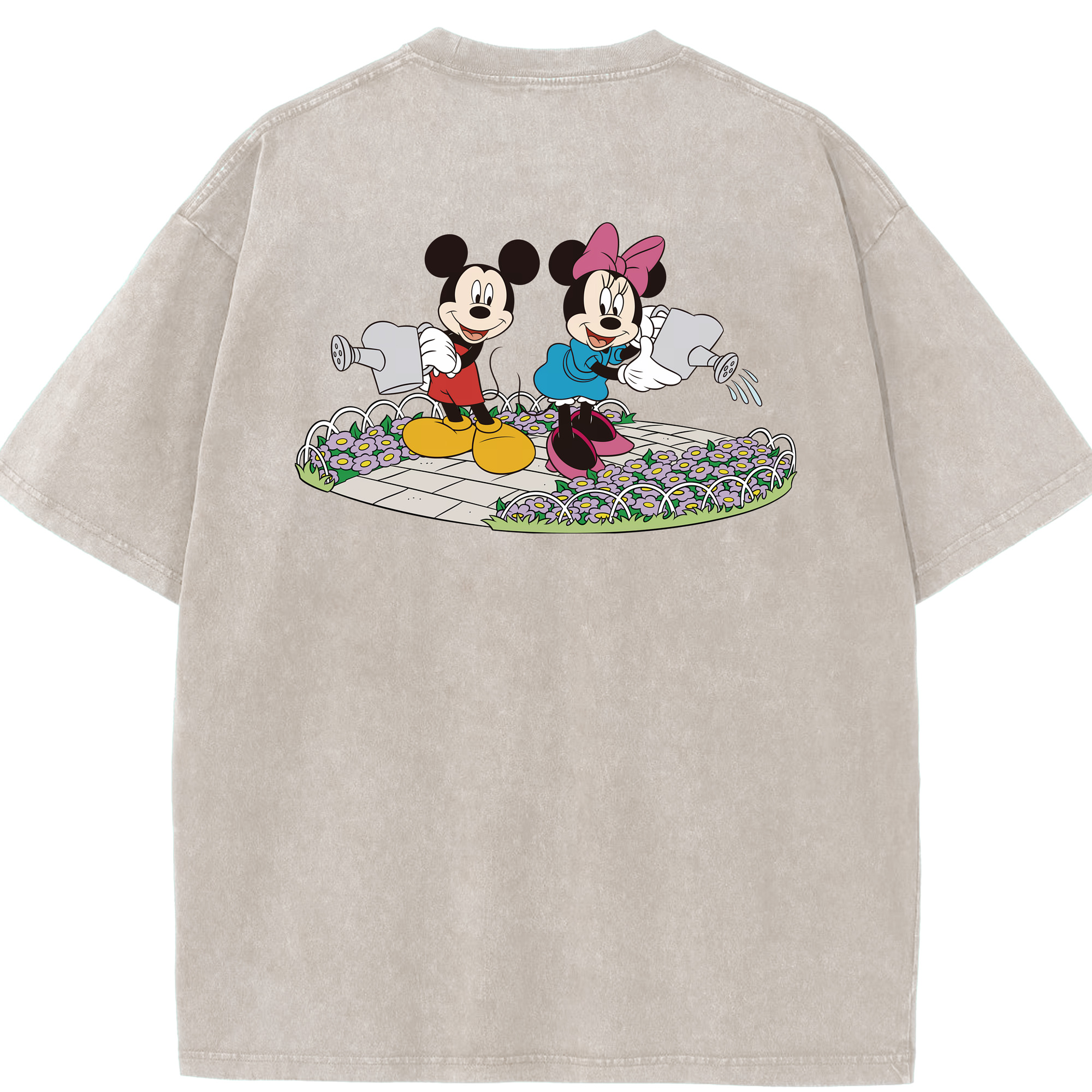 （画像用） ミッキーマウス Mickey Mouse 綿100% ヴィンテージ風 半袖Tシャツ（背面プリント）