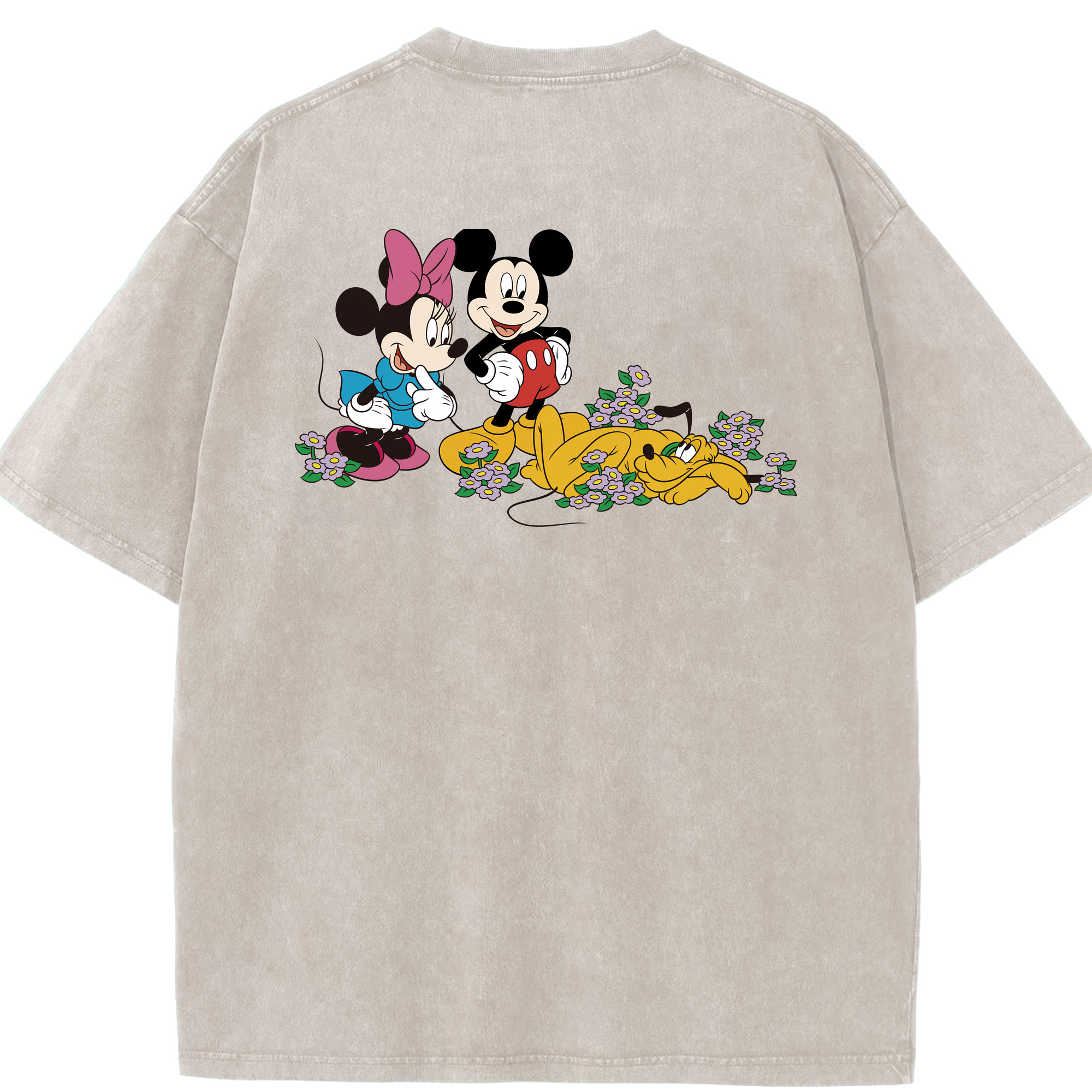 （画像用） ミッキーマウス Mickey Mouse 綿100% ヴィンテージ風 半袖Tシャツ（背面プリント）