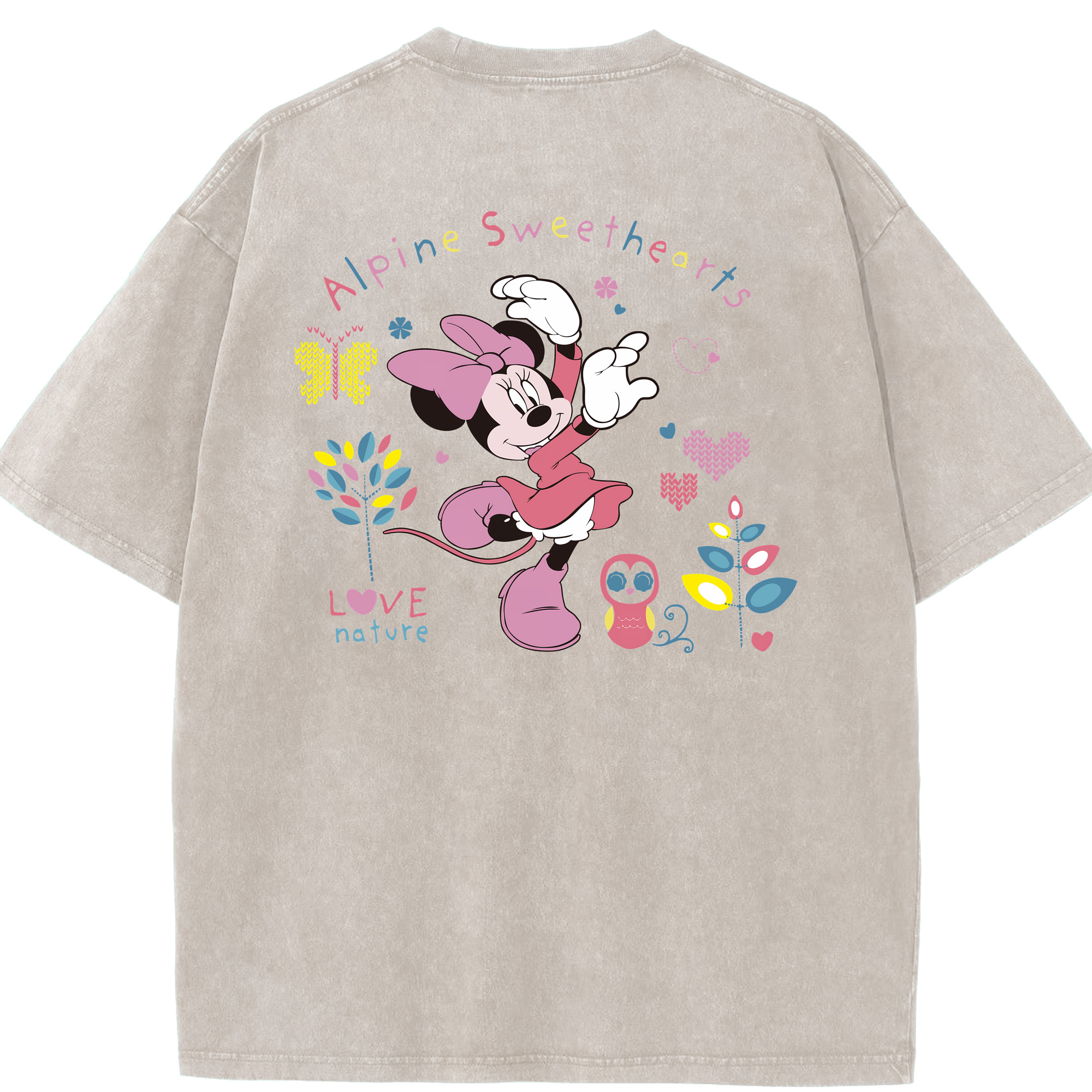 （画像用） ミッキーマウス Mickey Mouse 綿100% ヴィンテージ風 半袖Tシャツ（背面プリント）