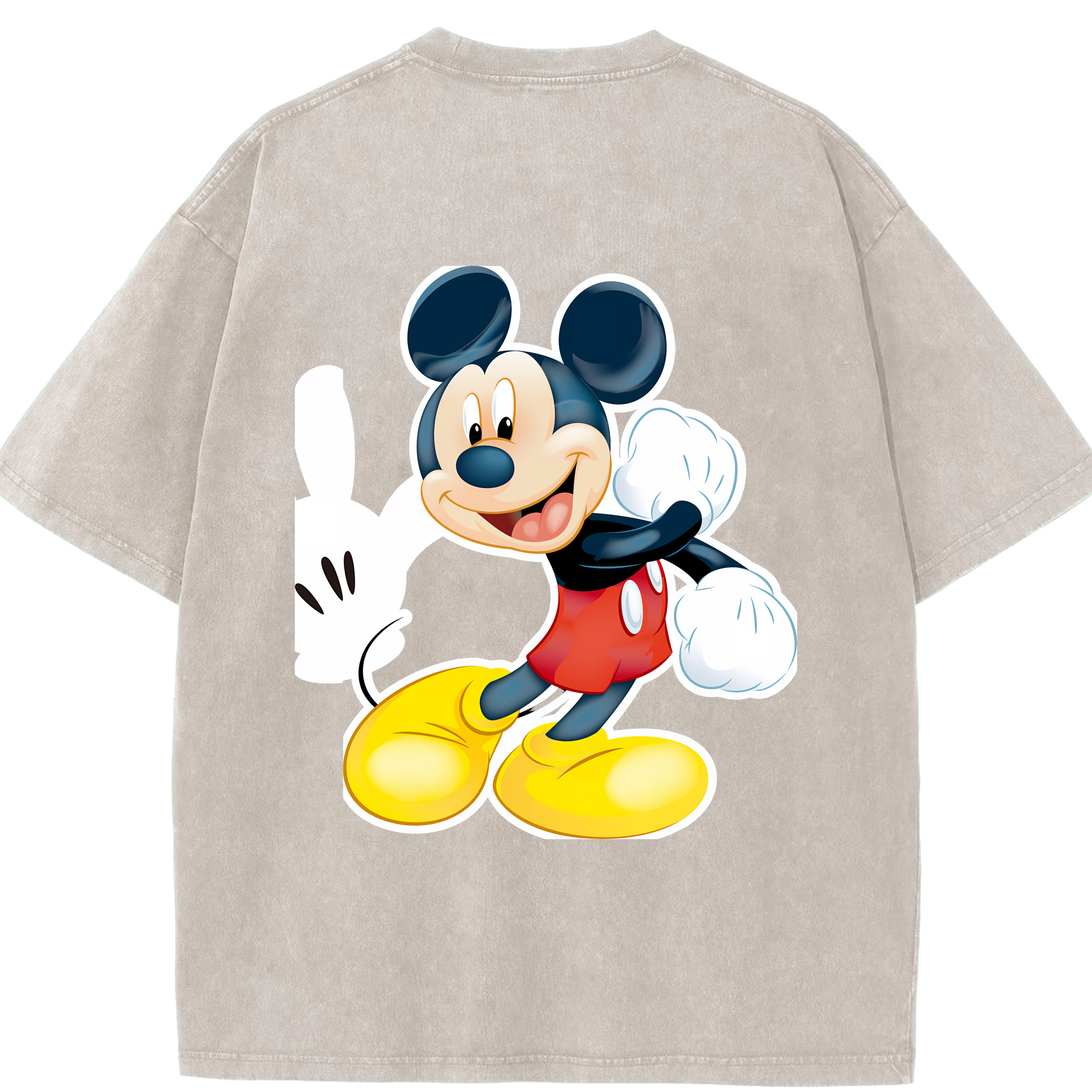 （画像用） ミッキーマウス Mickey Mouse 綿100% ヴィンテージ風 半袖Tシャツ（背面プリント）