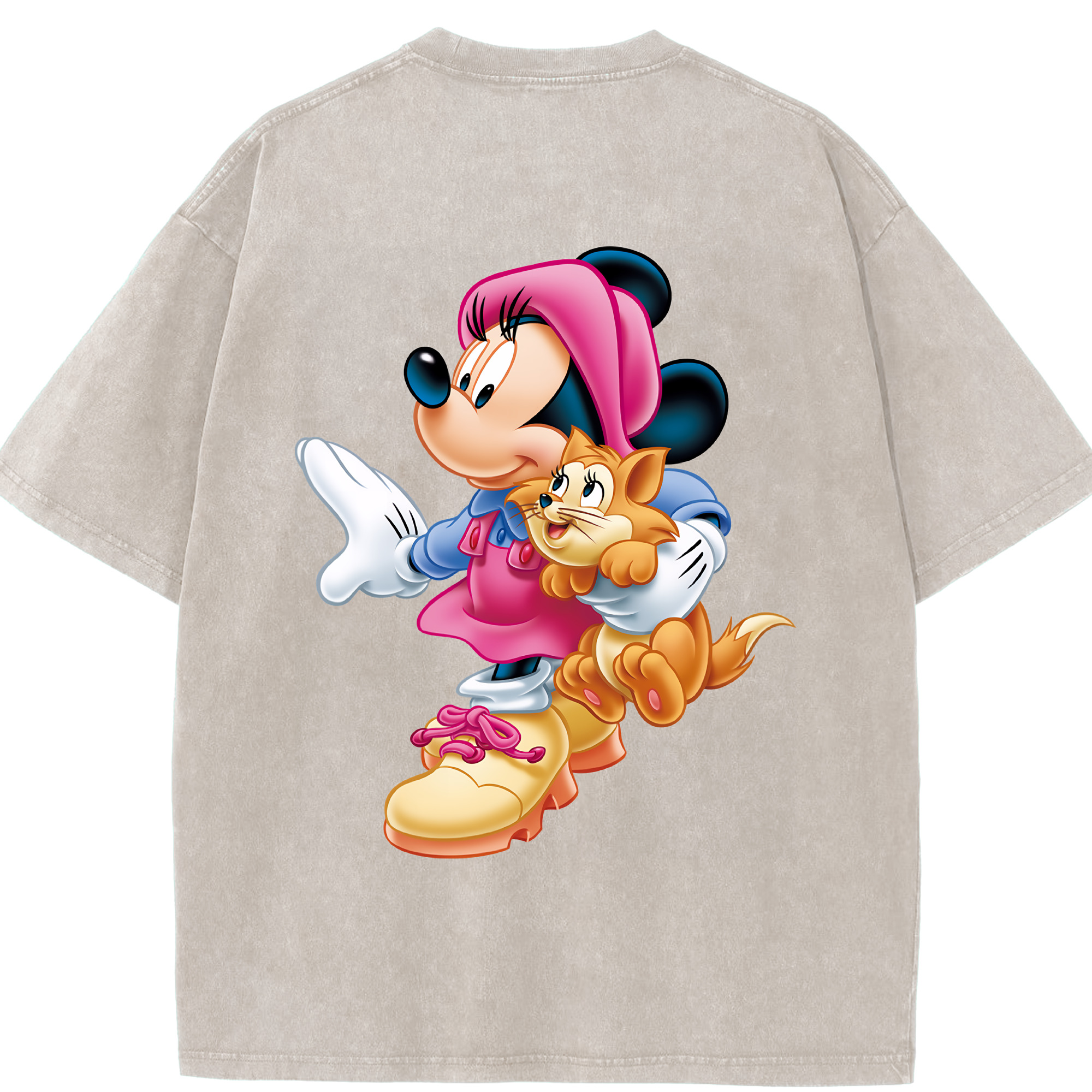 （画像用） ミッキーマウス Mickey Mouse 綿100% ヴィンテージ風 半袖Tシャツ（背面プリント）