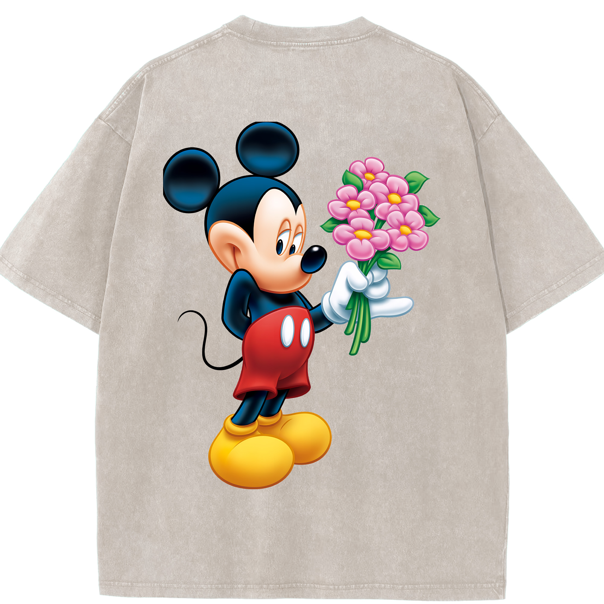（画像用） ミッキーマウス Mickey Mouse 綿100% ヴィンテージ風 半袖Tシャツ（背面プリント）