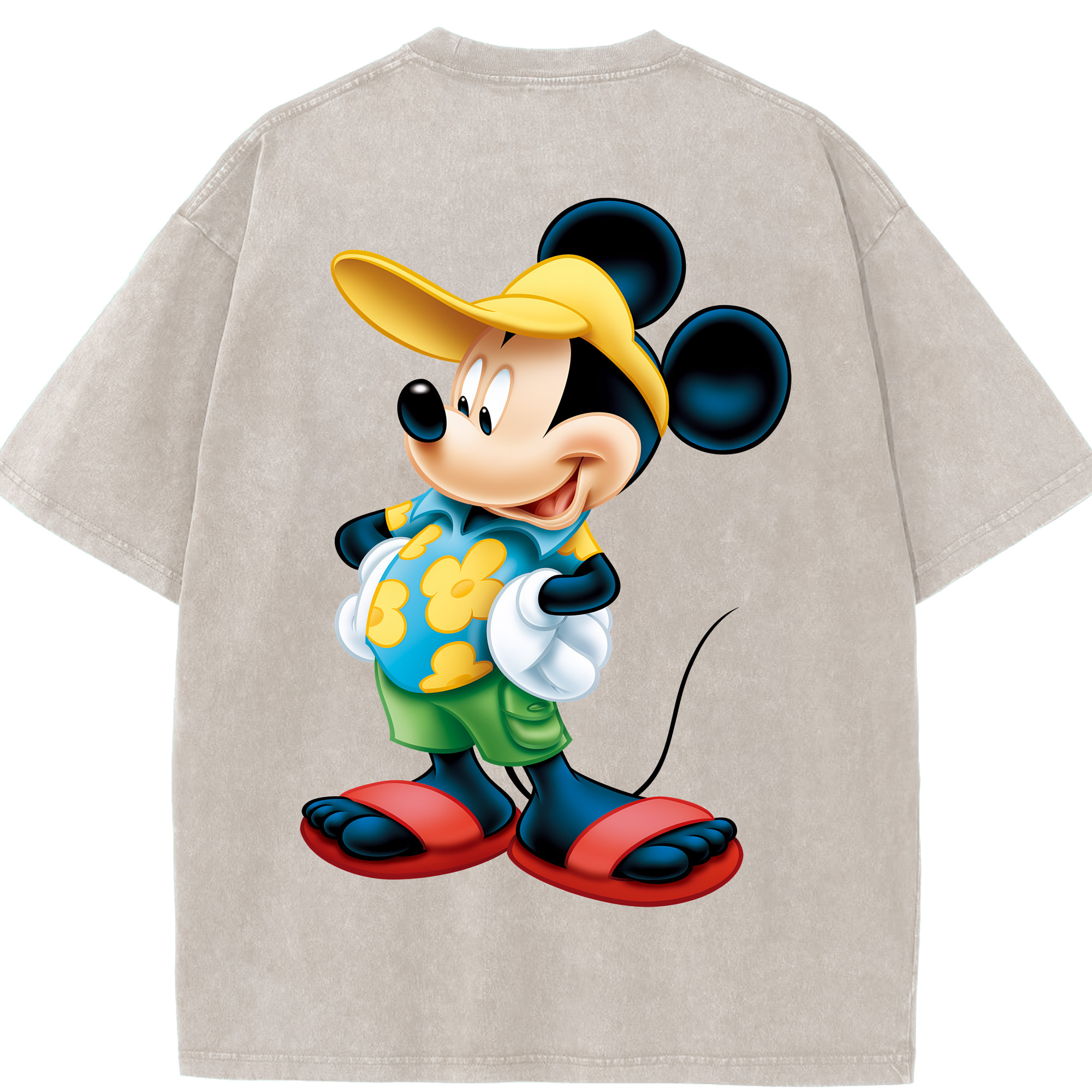（画像用） ミッキーマウス Mickey Mouse 綿100% ヴィンテージ風 半袖Tシャツ（背面プリント）