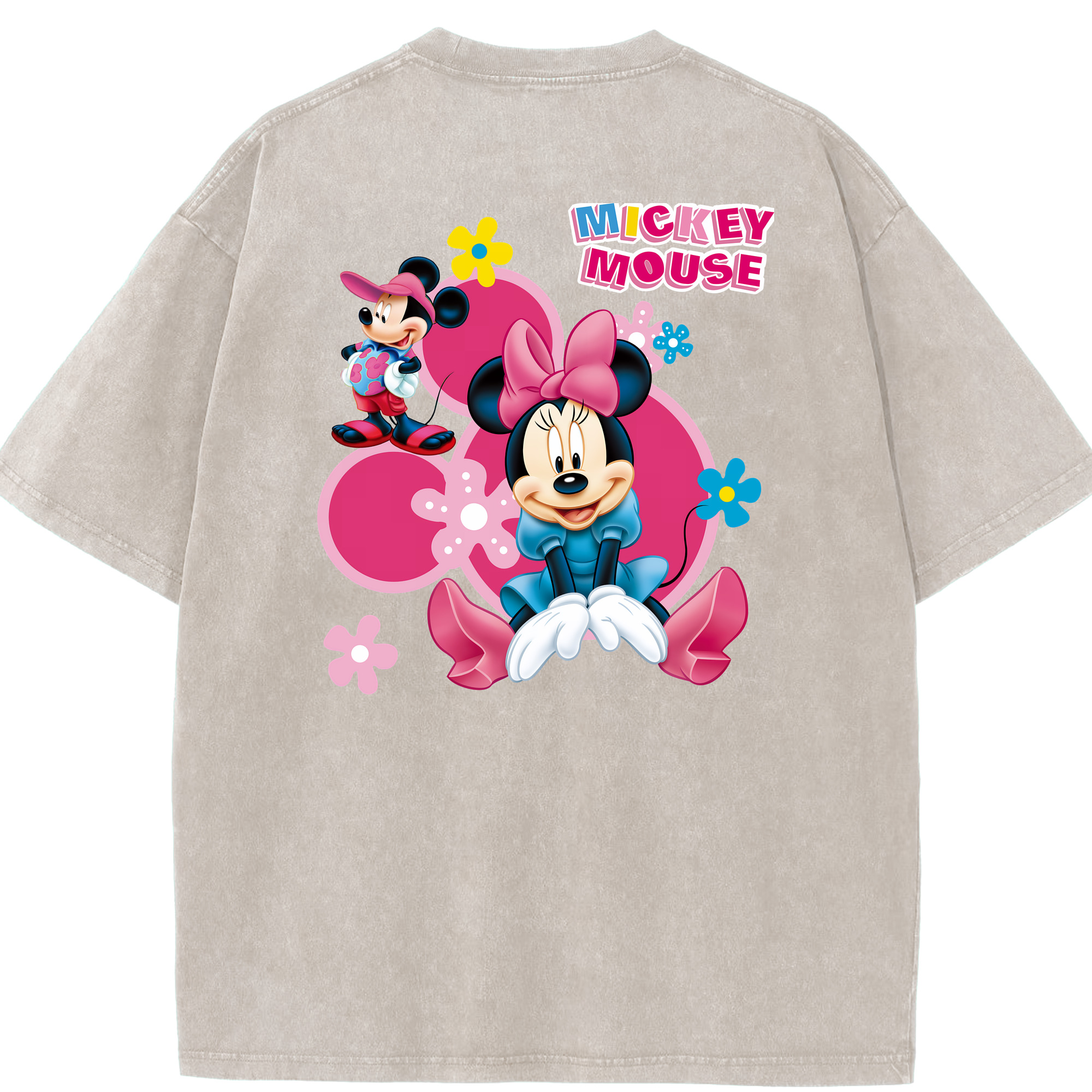 （画像用） ミッキーマウス Mickey Mouse 綿100% ヴィンテージ風 半袖Tシャツ（背面プリント）