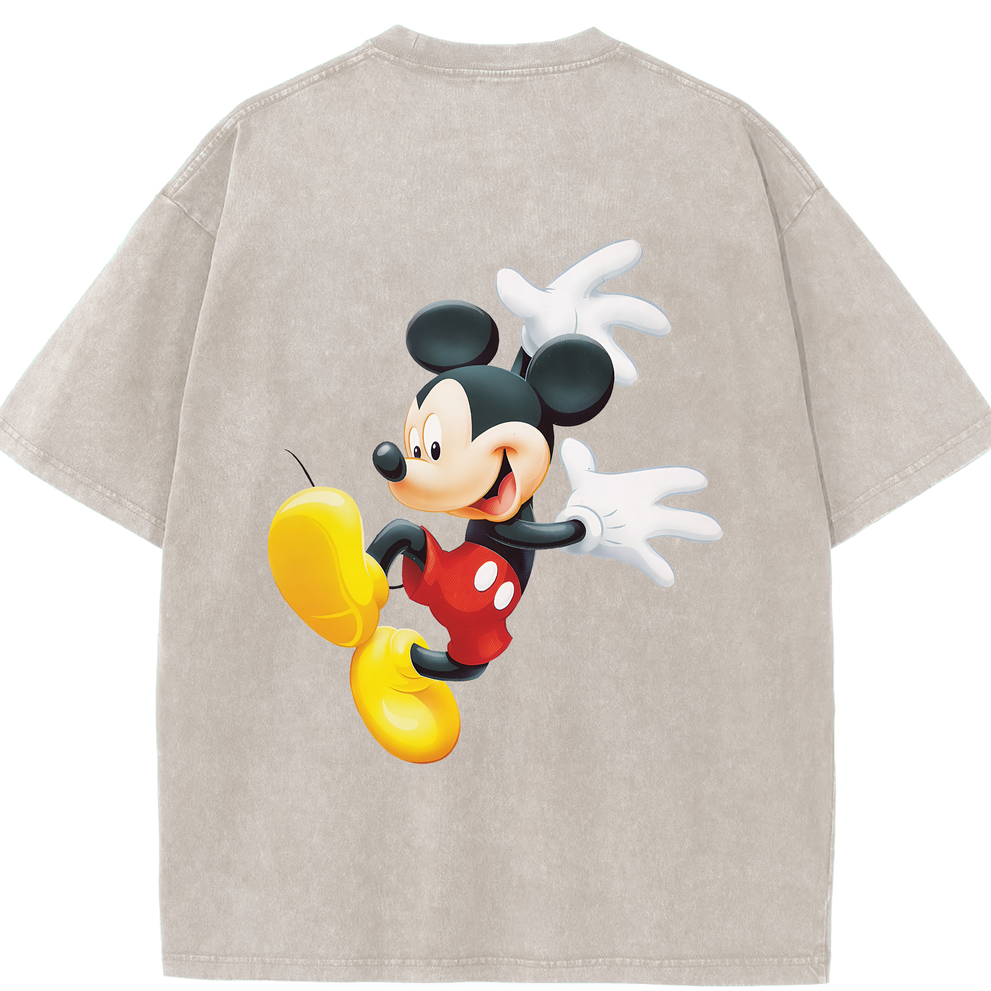 （画像用） ミッキーマウス Mickey Mouse 綿100% ヴィンテージ風 半袖Tシャツ（背面プリント）