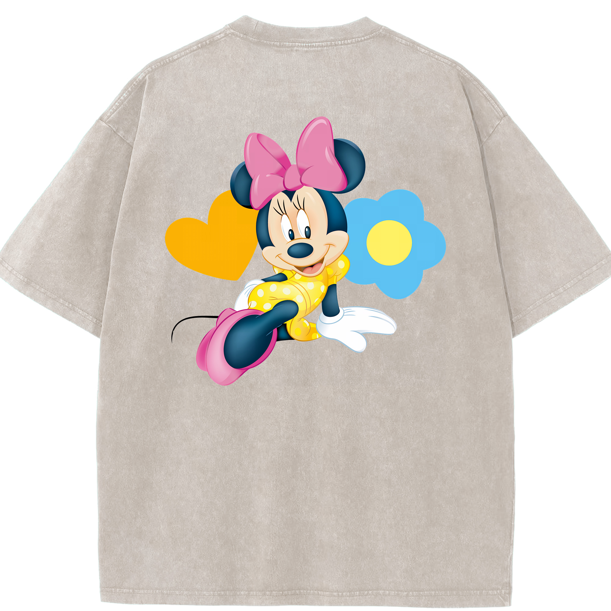 （画像用） ミッキーマウス Mickey Mouse 綿100% ヴィンテージ風 半袖Tシャツ（背面プリント）
