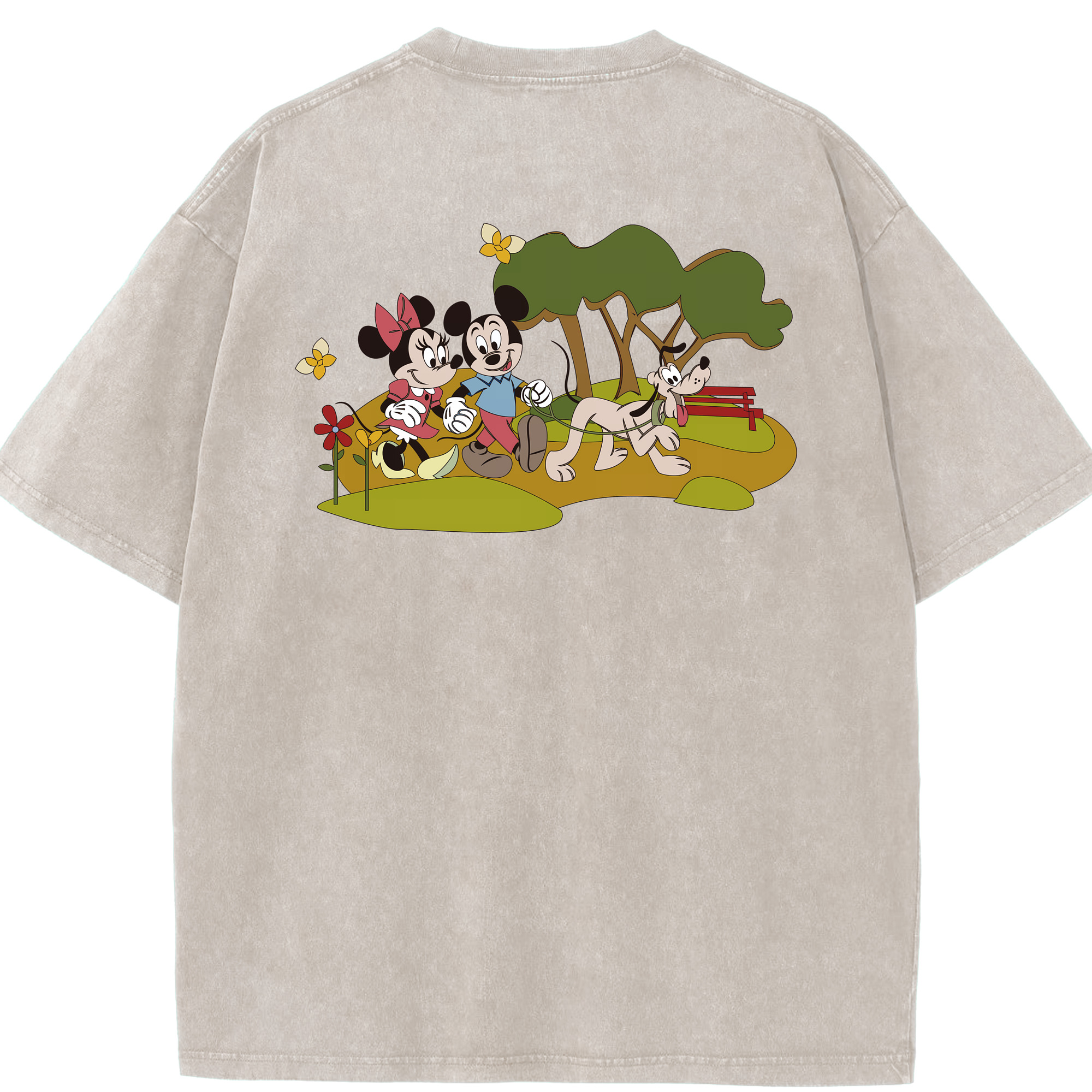 （画像用） ミッキーマウス Mickey Mouse 綿100% ヴィンテージ風 半袖Tシャツ（背面プリント）
