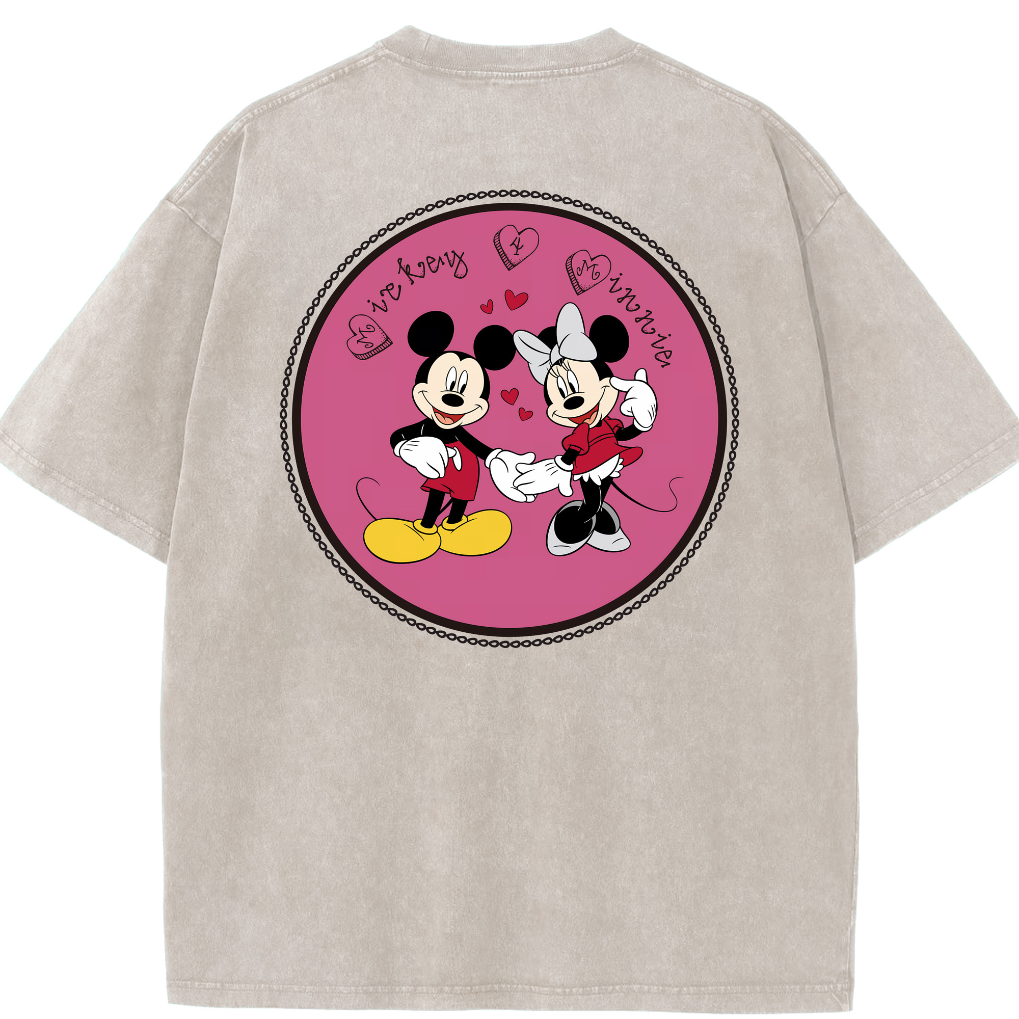 （画像用） ミッキーマウス Mickey Mouse 綿100% ヴィンテージ風 半袖Tシャツ（背面プリント）