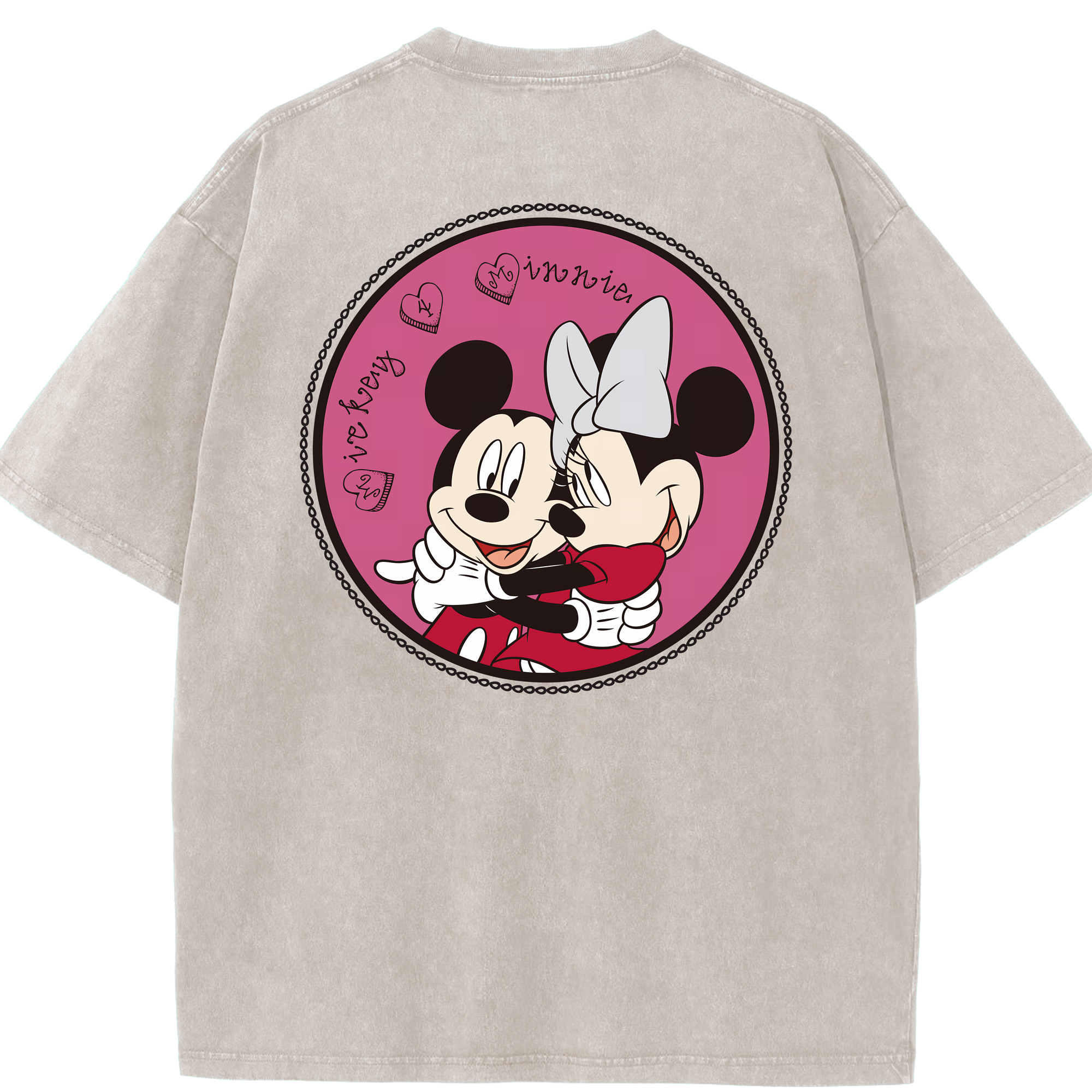 （画像用） ミッキーマウス Mickey Mouse 綿100% ヴィンテージ風 半袖Tシャツ（背面プリント）