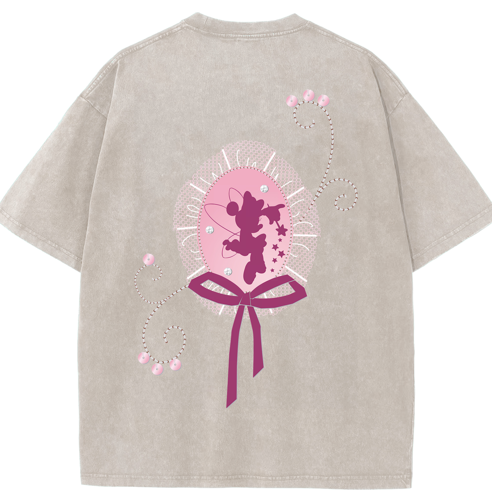 （画像用） ミッキーマウス Mickey Mouse 綿100% ヴィンテージ風 半袖Tシャツ（背面プリント）