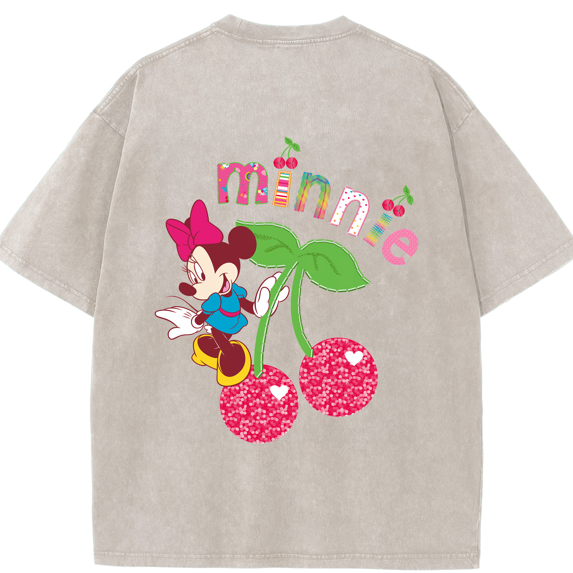 （画像用） ミッキーマウス Mickey Mouse 綿100% ヴィンテージ風 半袖Tシャツ（背面プリント）