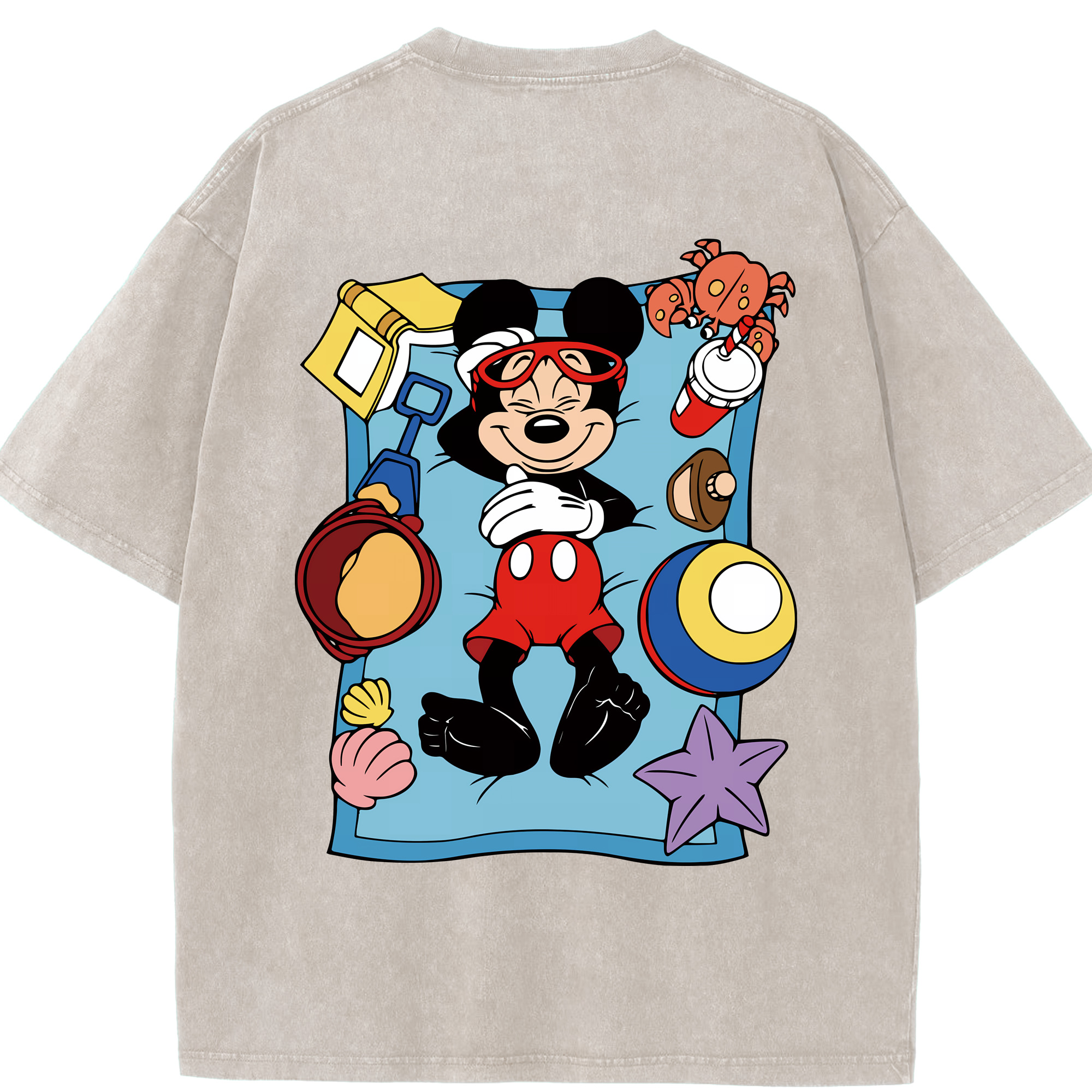 （画像用） ミッキーマウス Mickey Mouse 綿100% ヴィンテージ風 半袖Tシャツ（背面プリント）