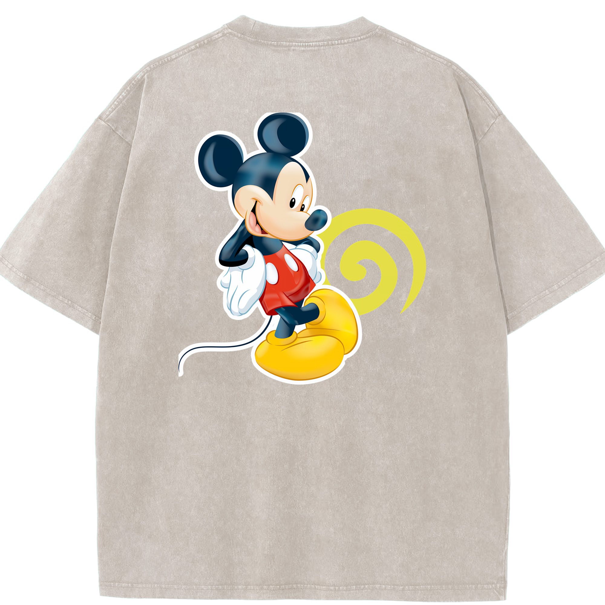（画像用） ミッキーマウス Mickey Mouse 綿100% ヴィンテージ風 半袖Tシャツ（背面プリント）