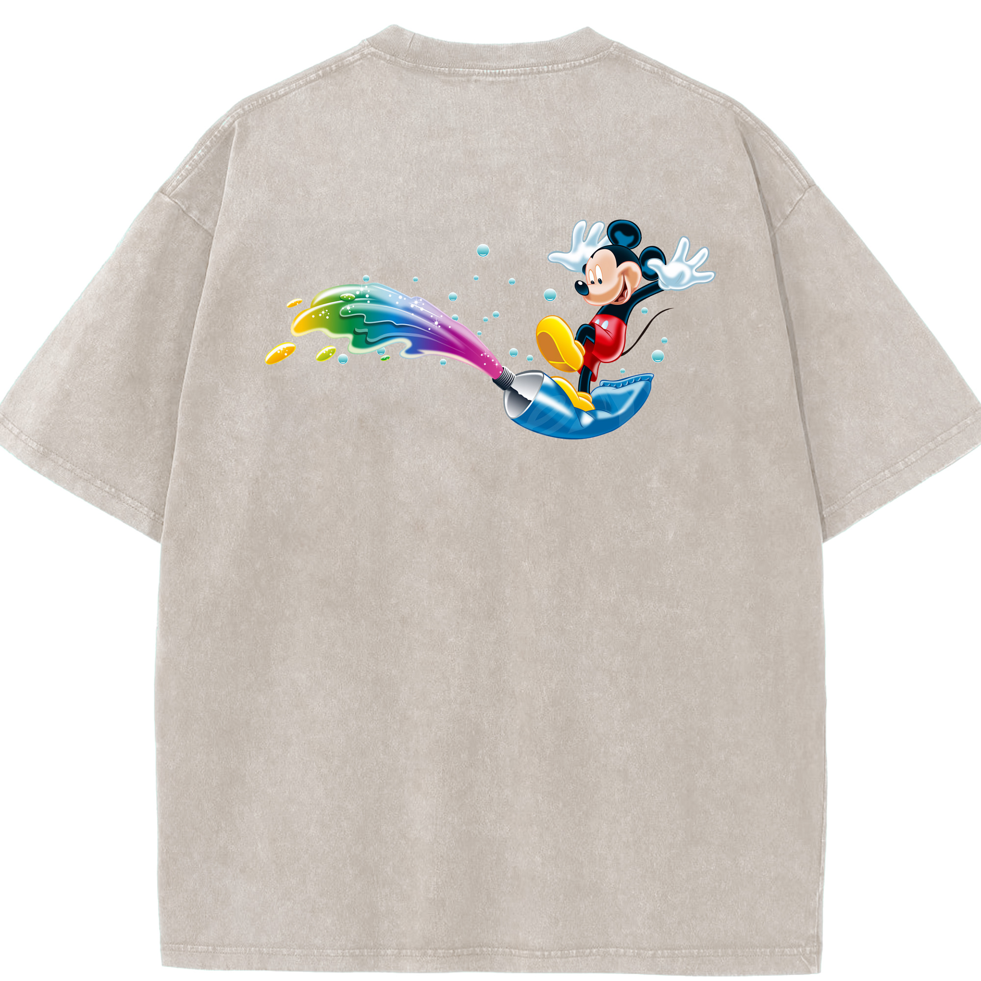 （画像用） ミッキーマウス Mickey Mouse 綿100% ヴィンテージ風 半袖Tシャツ（背面プリント）