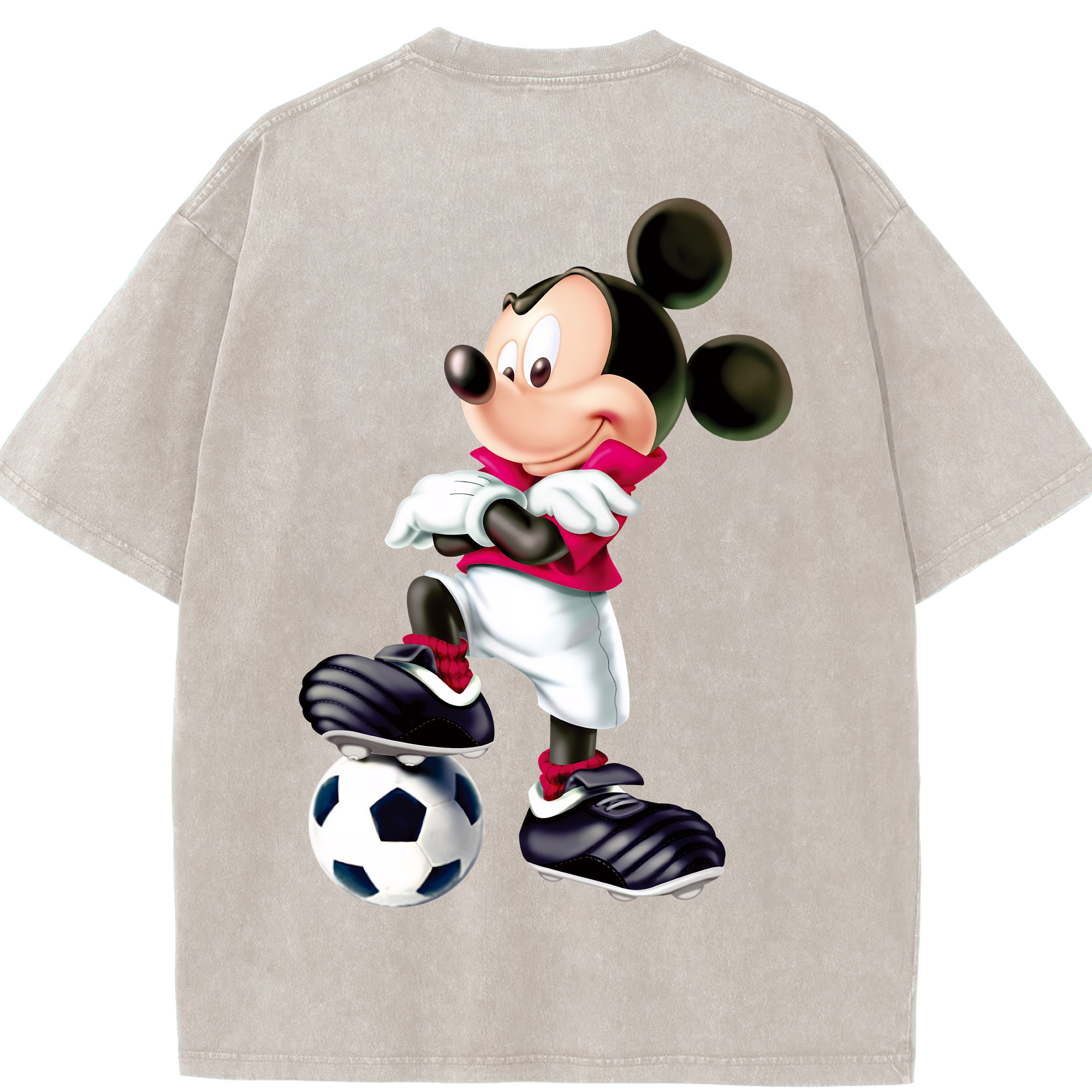 （画像用） ミッキーマウス Mickey Mouse 綿100% ヴィンテージ風 半袖Tシャツ（背面プリント）