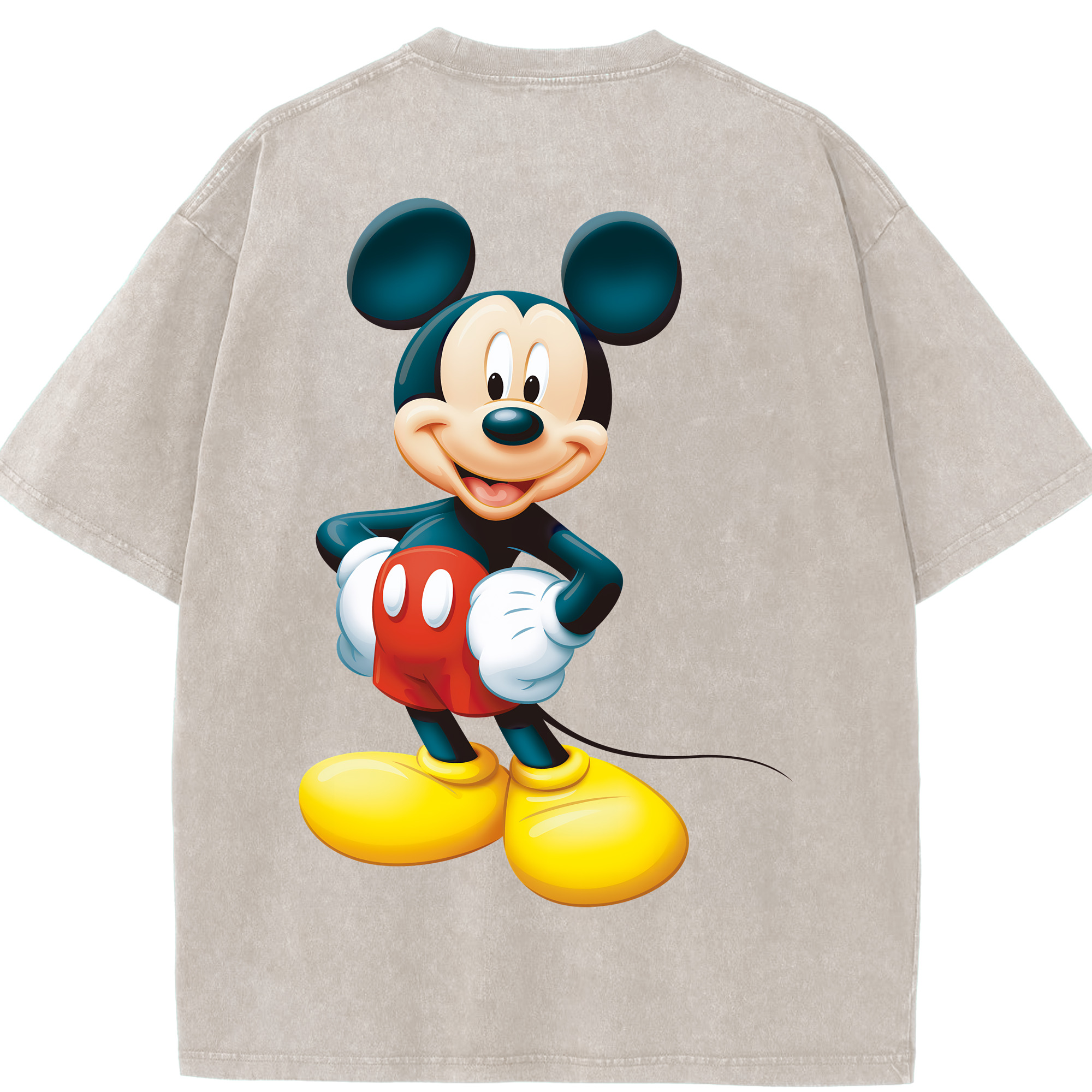 （画像用） ミッキーマウス Mickey Mouse 綿100% ヴィンテージ風 半袖Tシャツ（背面プリント）