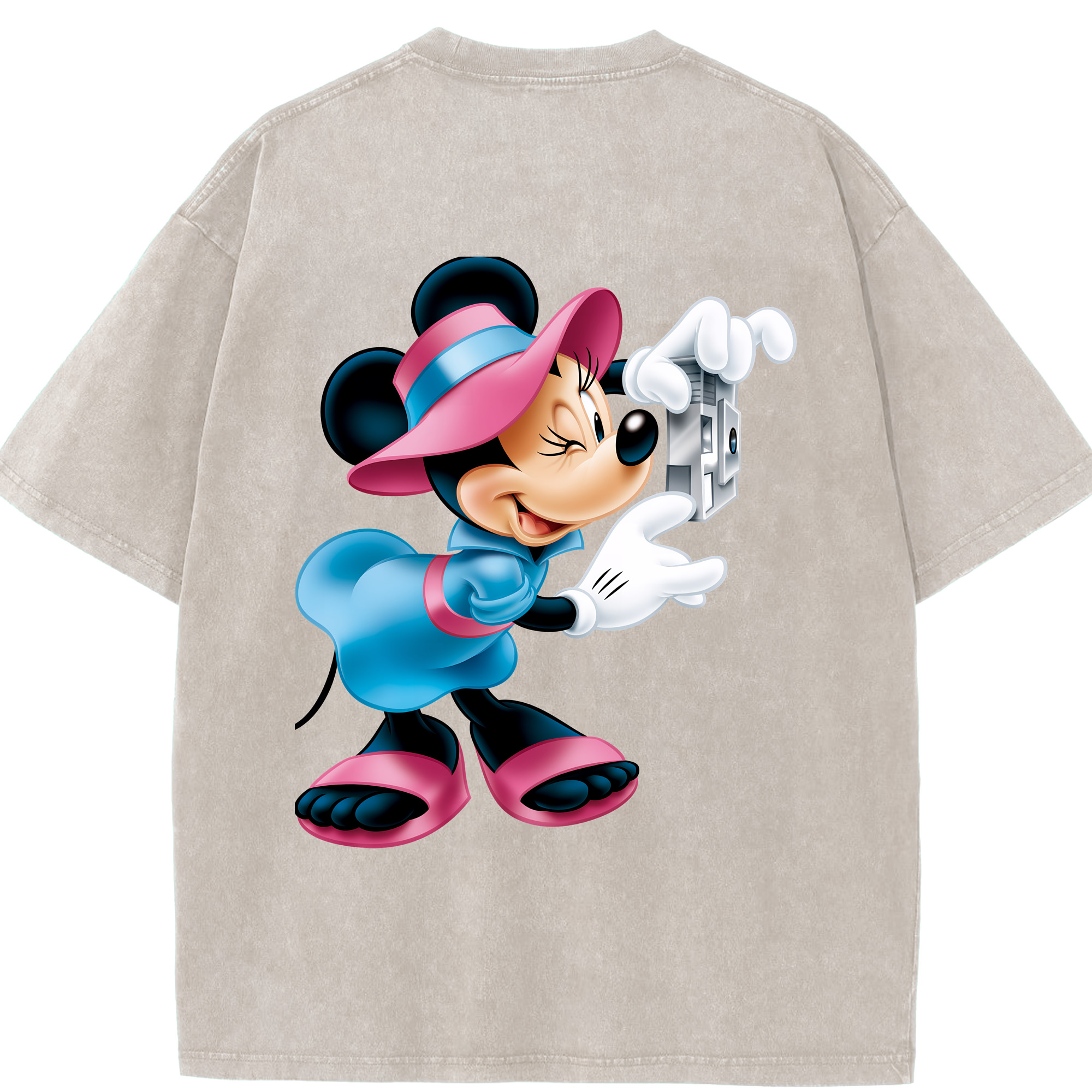 （画像用） ミッキーマウス Mickey Mouse 綿100% ヴィンテージ風 半袖Tシャツ（背面プリント）