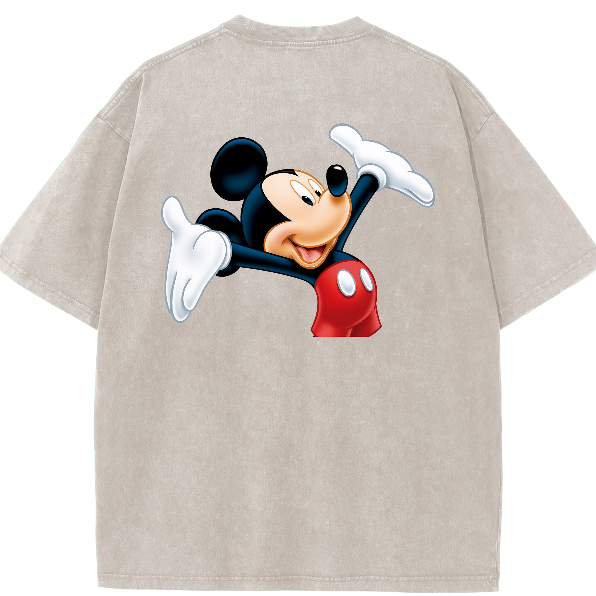（画像用） ミッキーマウス Mickey Mouse 綿100% ヴィンテージ風 半袖Tシャツ（背面プリント）