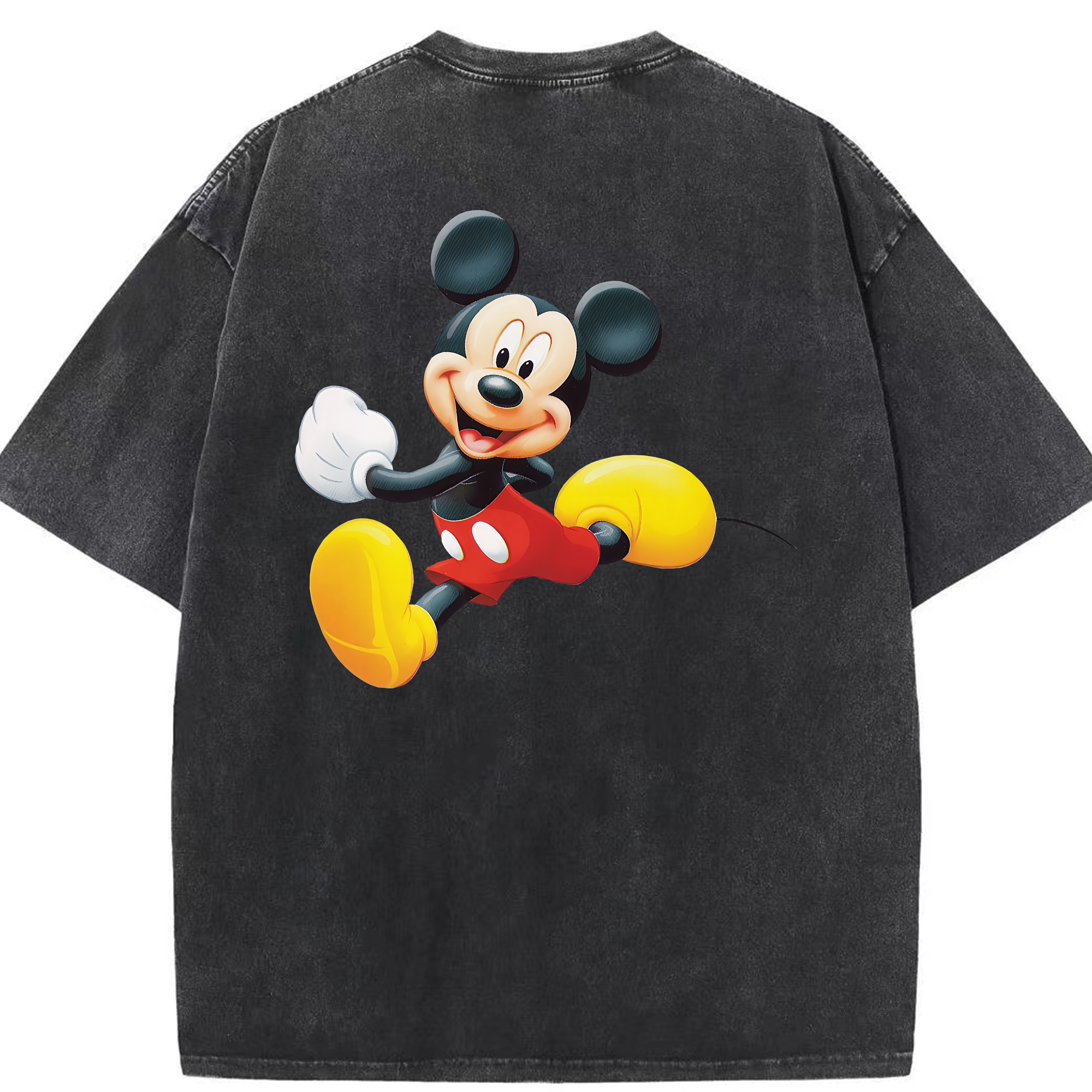 （画像用） ミッキーマウス Mickey Mouse 綿100% ヴィンテージ風 半袖Tシャツ（背面プリント）