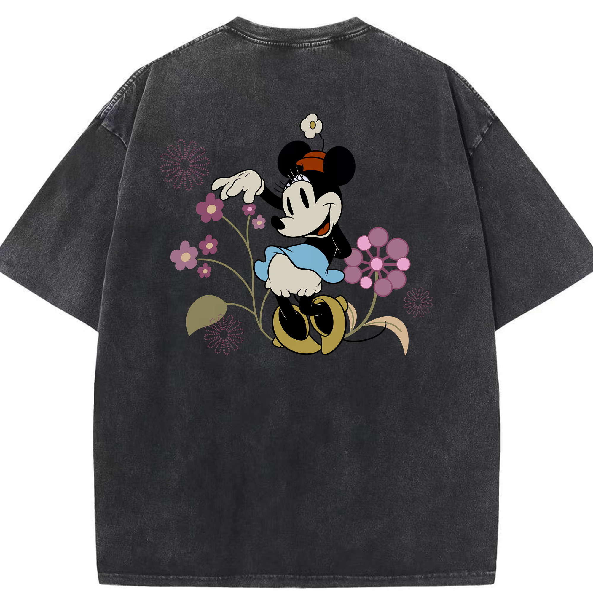 （画像用） ミッキーマウス Mickey Mouse 綿100% ヴィンテージ風 半袖Tシャツ（背面プリント）