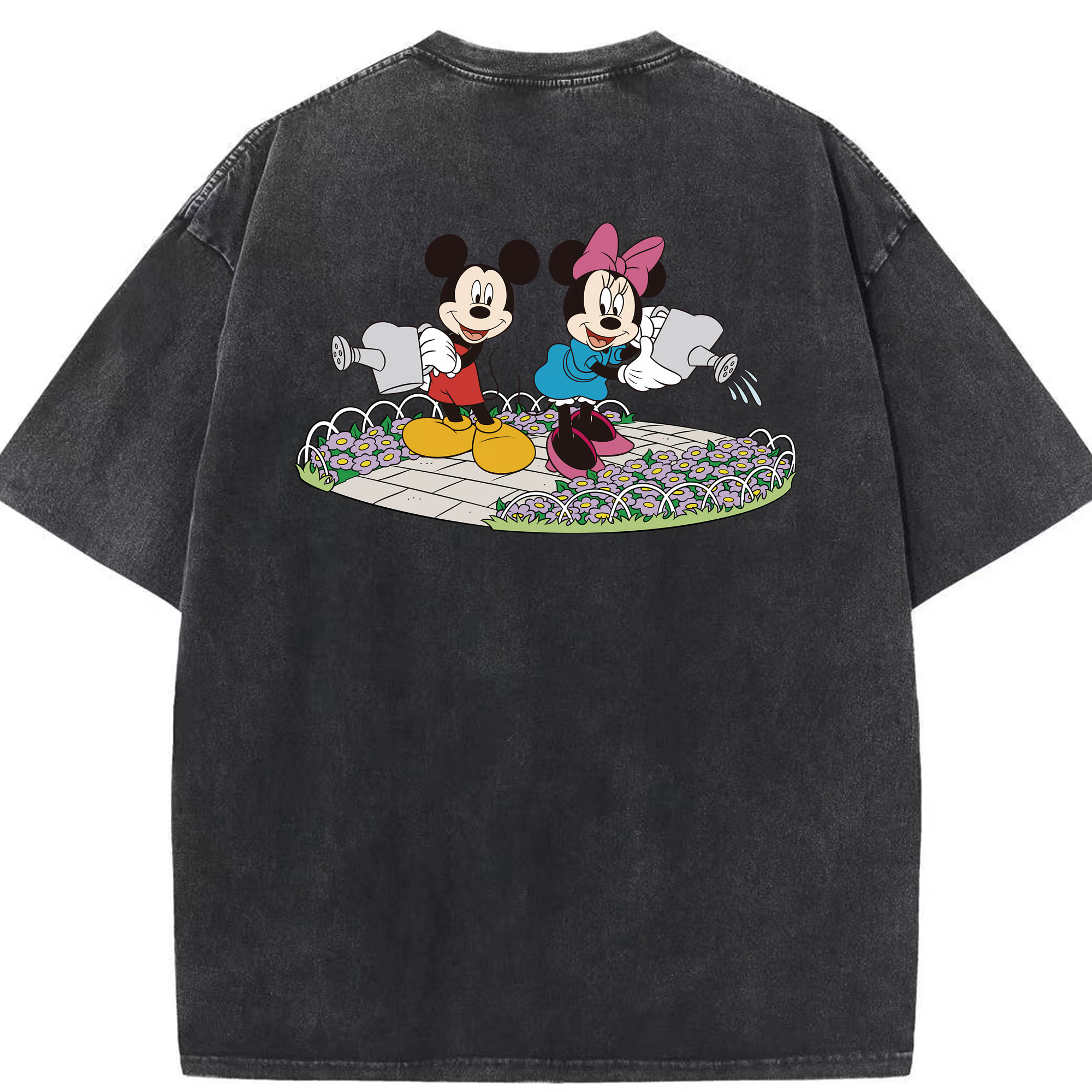 （画像用） ミッキーマウス Mickey Mouse 綿100% ヴィンテージ風 半袖Tシャツ（背面プリント）