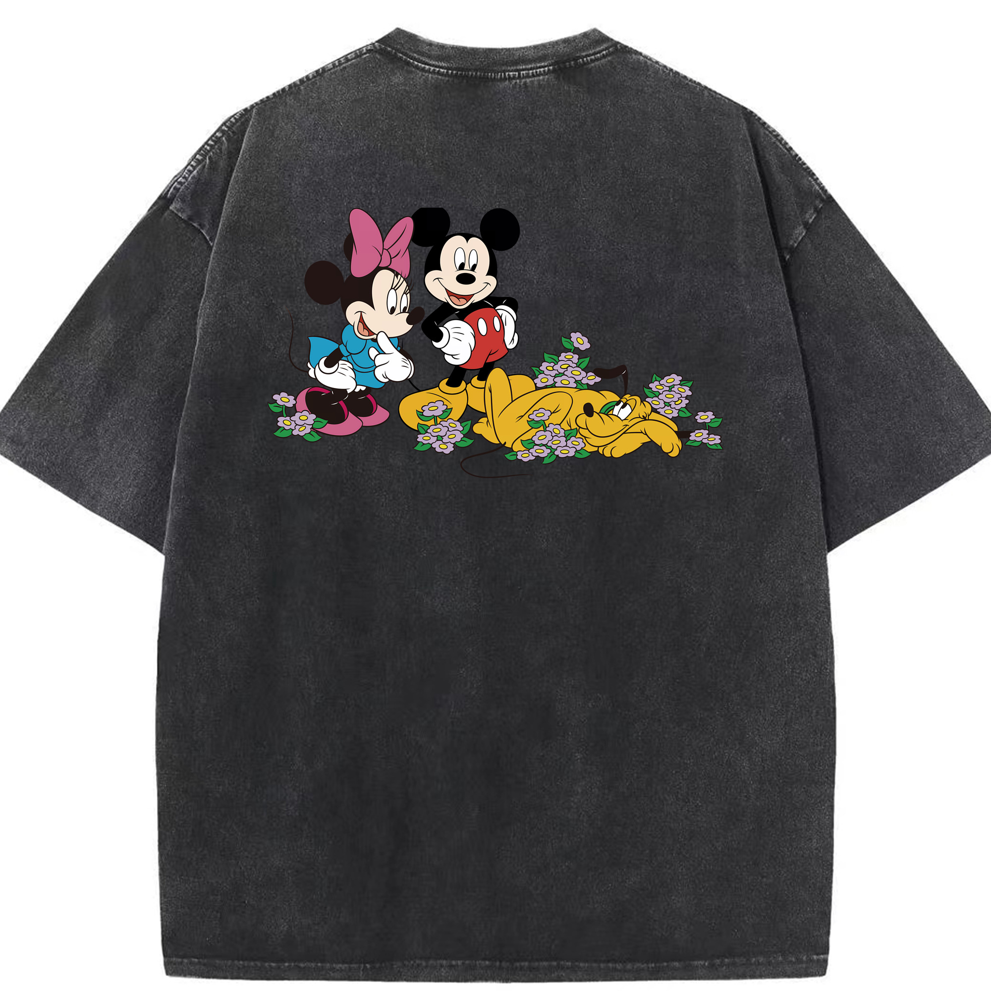 （画像用） ミッキーマウス Mickey Mouse 綿100% ヴィンテージ風 半袖Tシャツ（背面プリント）