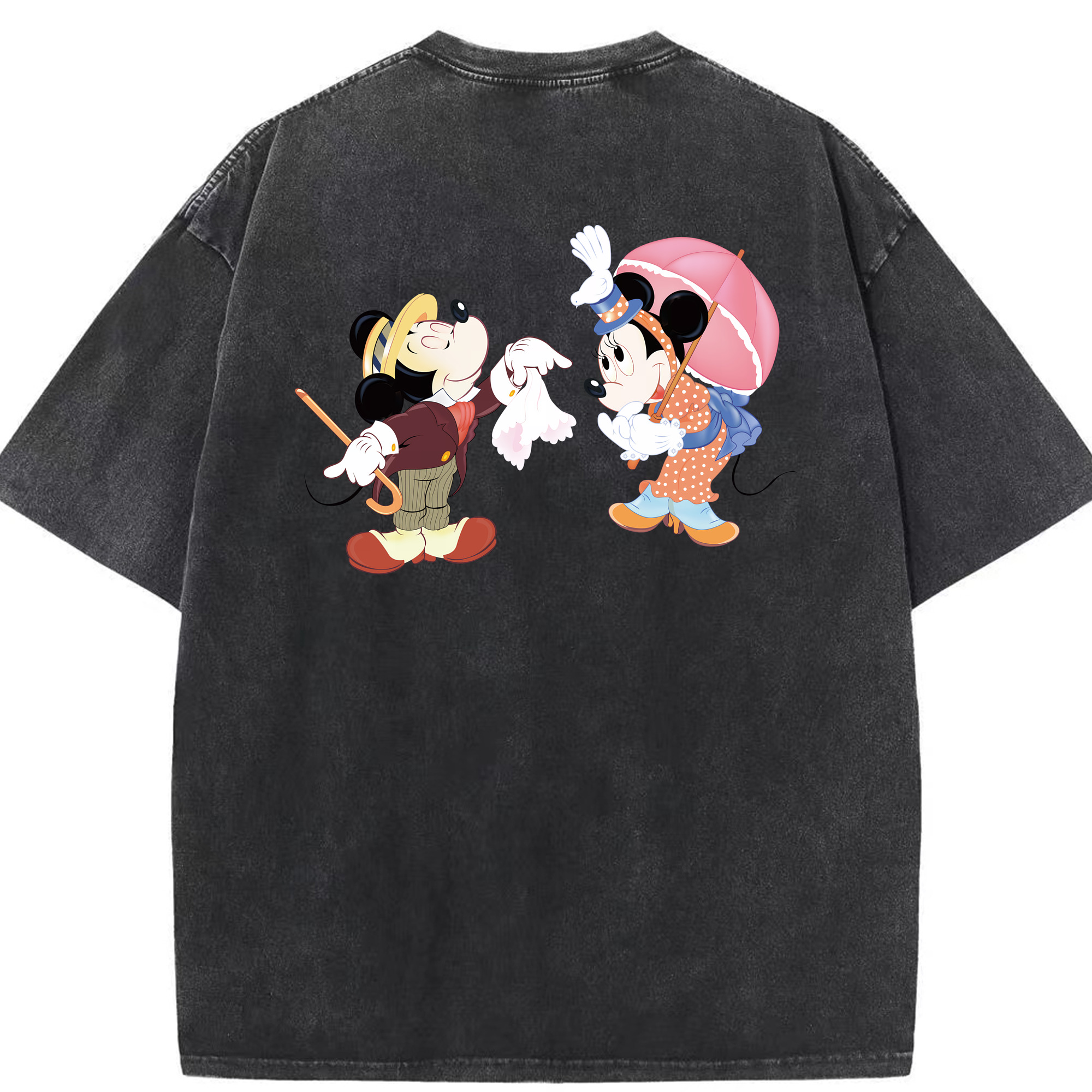 （画像用） ミッキーマウス Mickey Mouse 綿100% ヴィンテージ風 半袖Tシャツ（背面プリント）