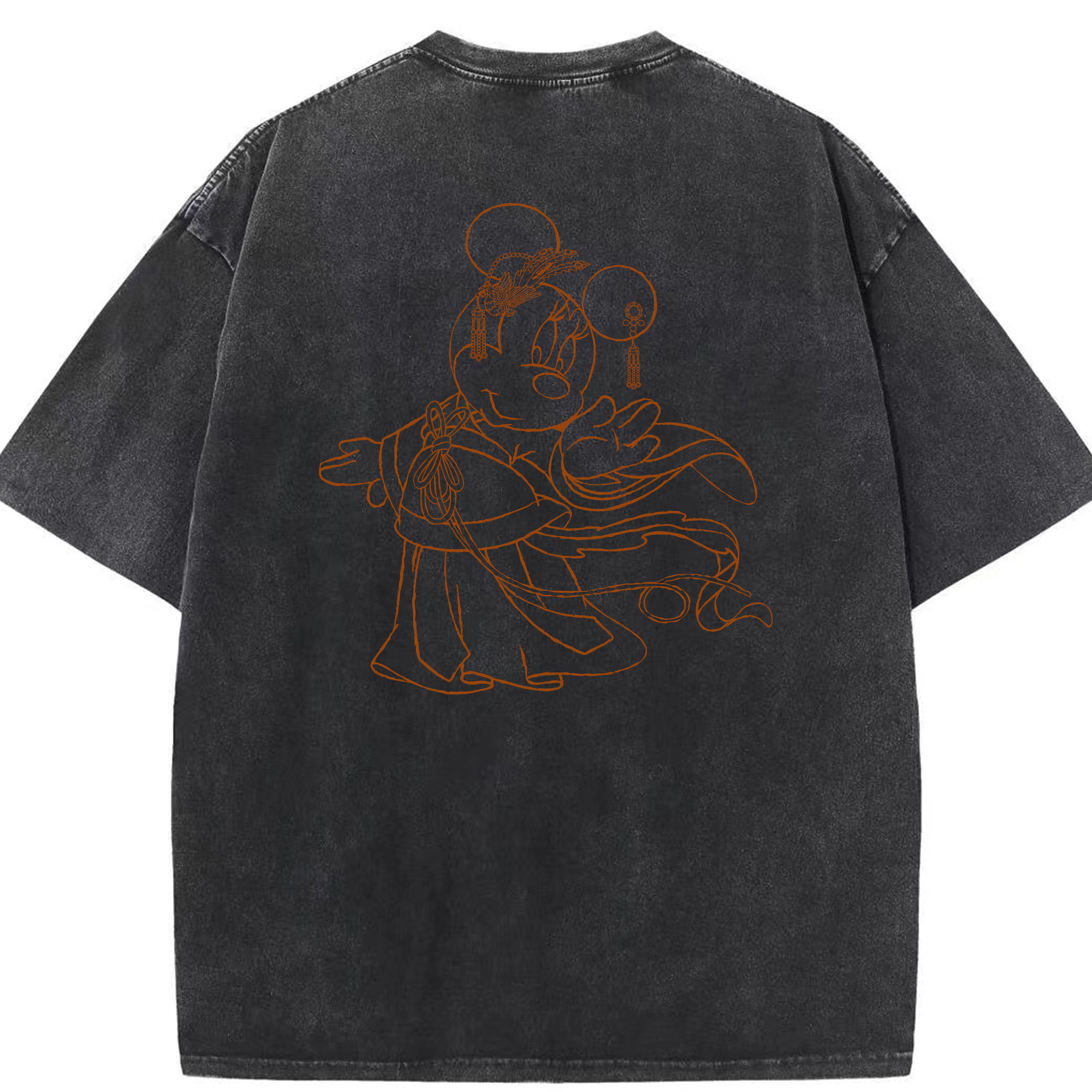 （画像用） ミッキーマウス Mickey Mouse 綿100% ヴィンテージ風 半袖Tシャツ（背面プリント）