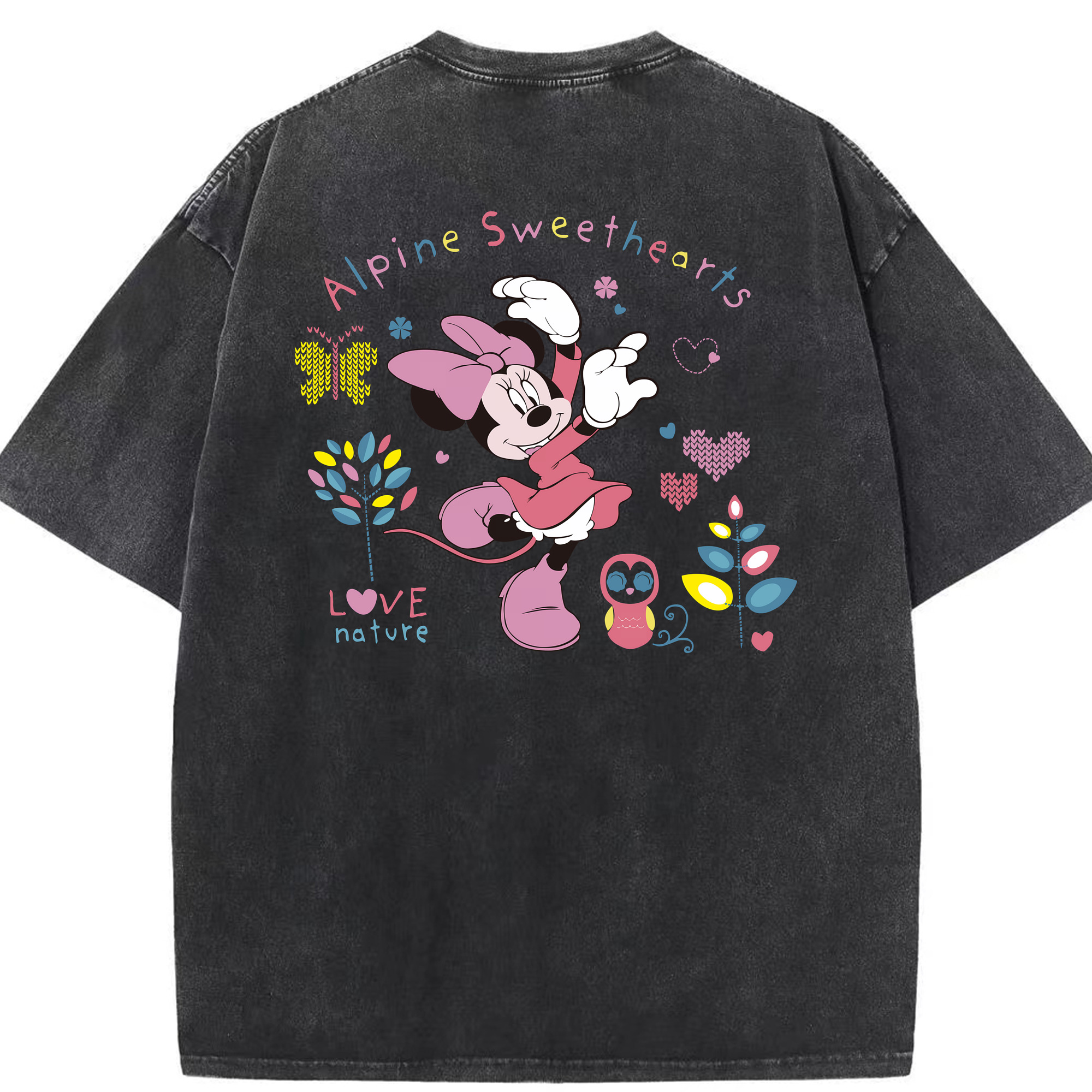 （画像用） ミッキーマウス Mickey Mouse 綿100% ヴィンテージ風 半袖Tシャツ（背面プリント）
