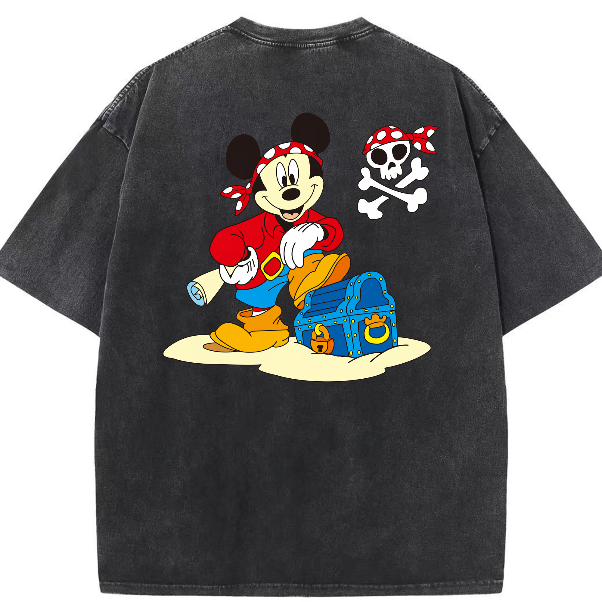 （画像用） ミッキーマウス Mickey Mouse 綿100% ヴィンテージ風 半袖Tシャツ（背面プリント）